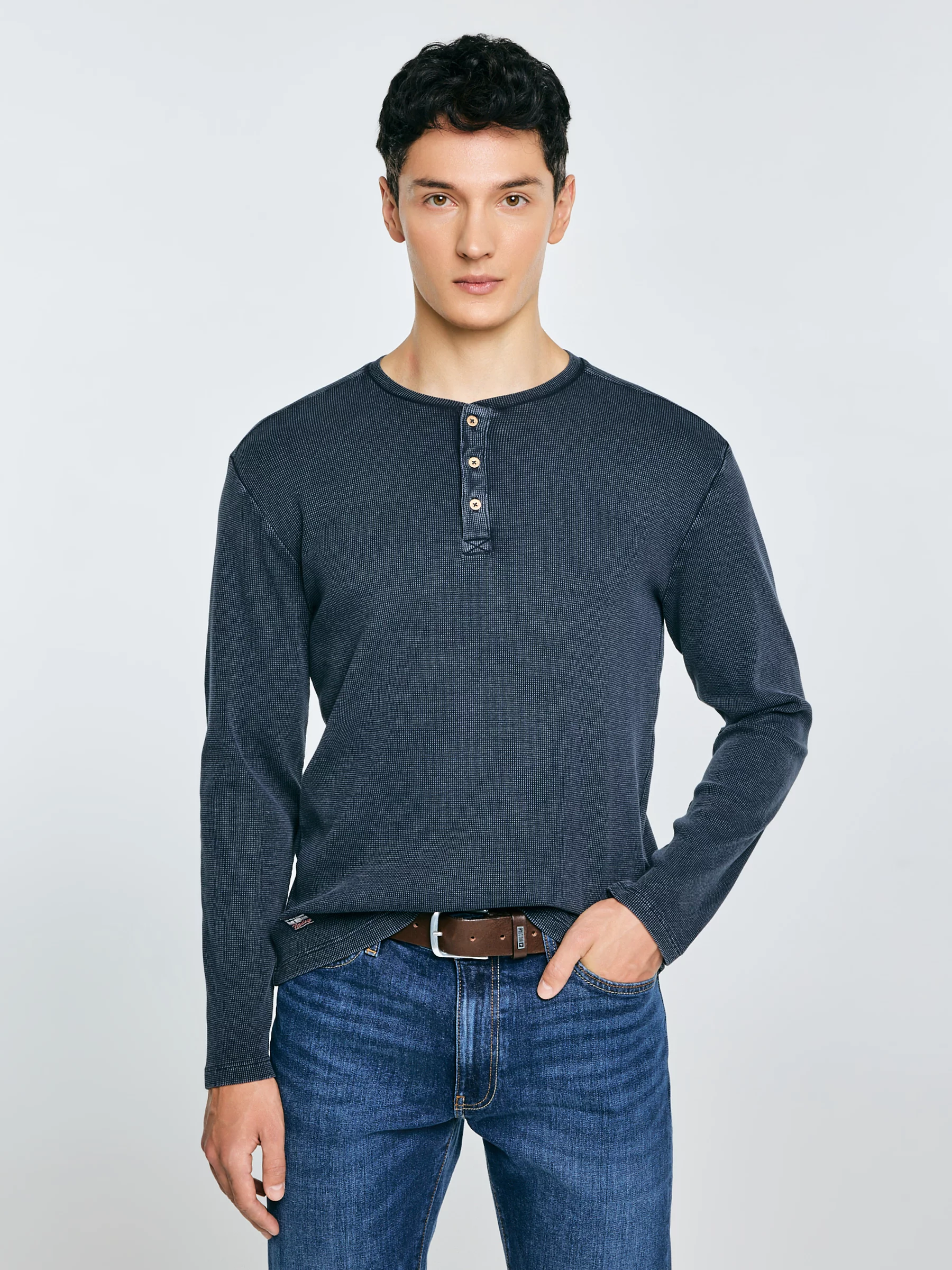 Bluzka męska z długim rękawem granatowa Merrts 403