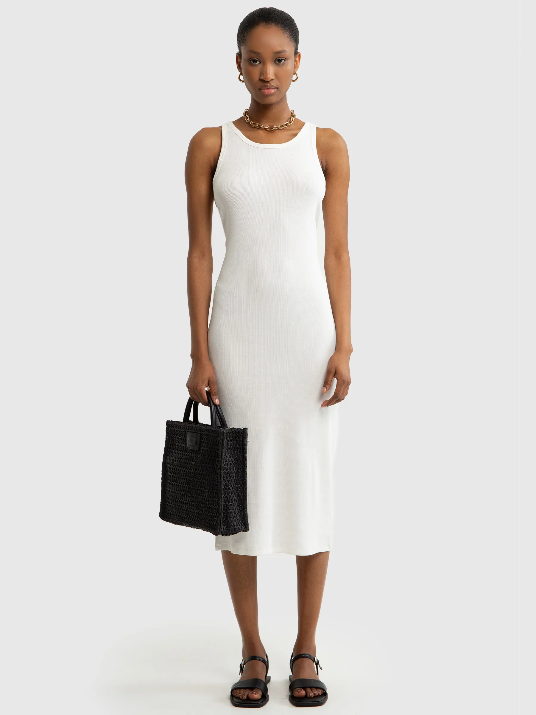 Sukienka damska midi biała Maxinassara 100