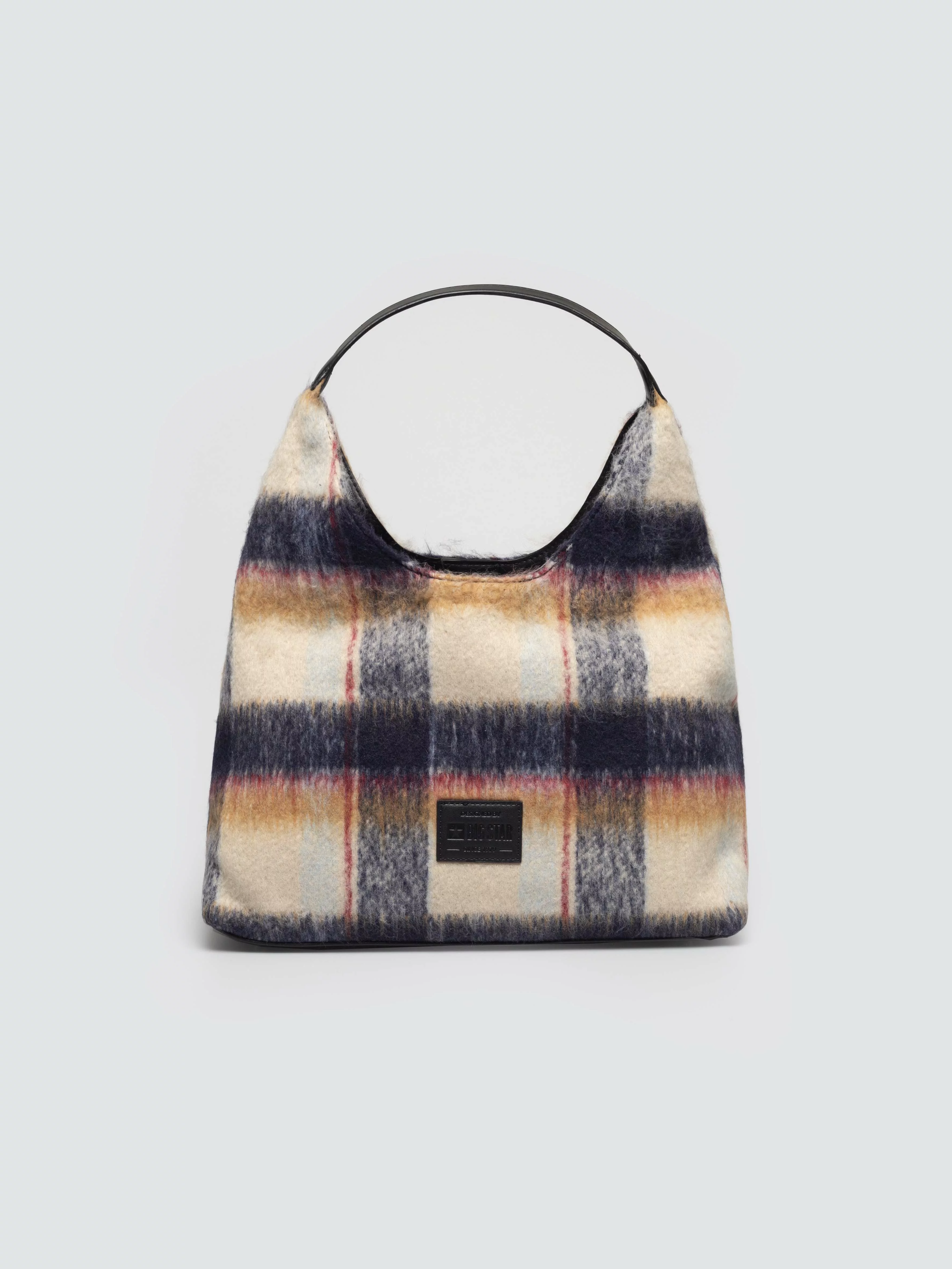 Torebka hobo z tkaniny w kratę brązowa OO574143 803