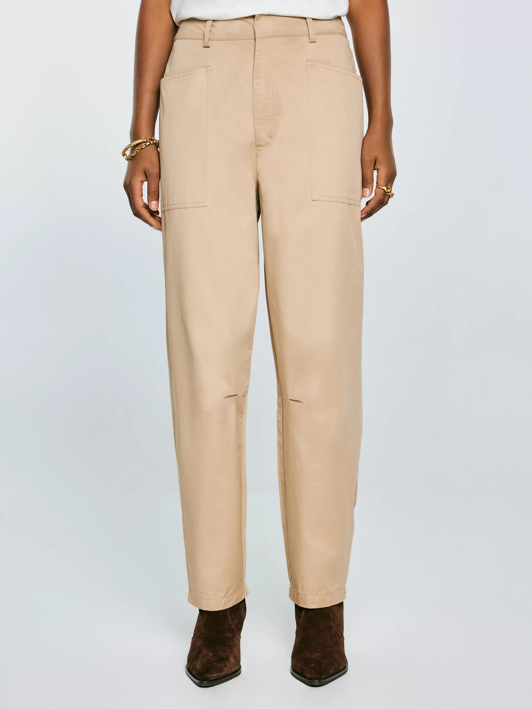 Spodnie damskie 7/8 z kieszeniami beżowe Nakia 801