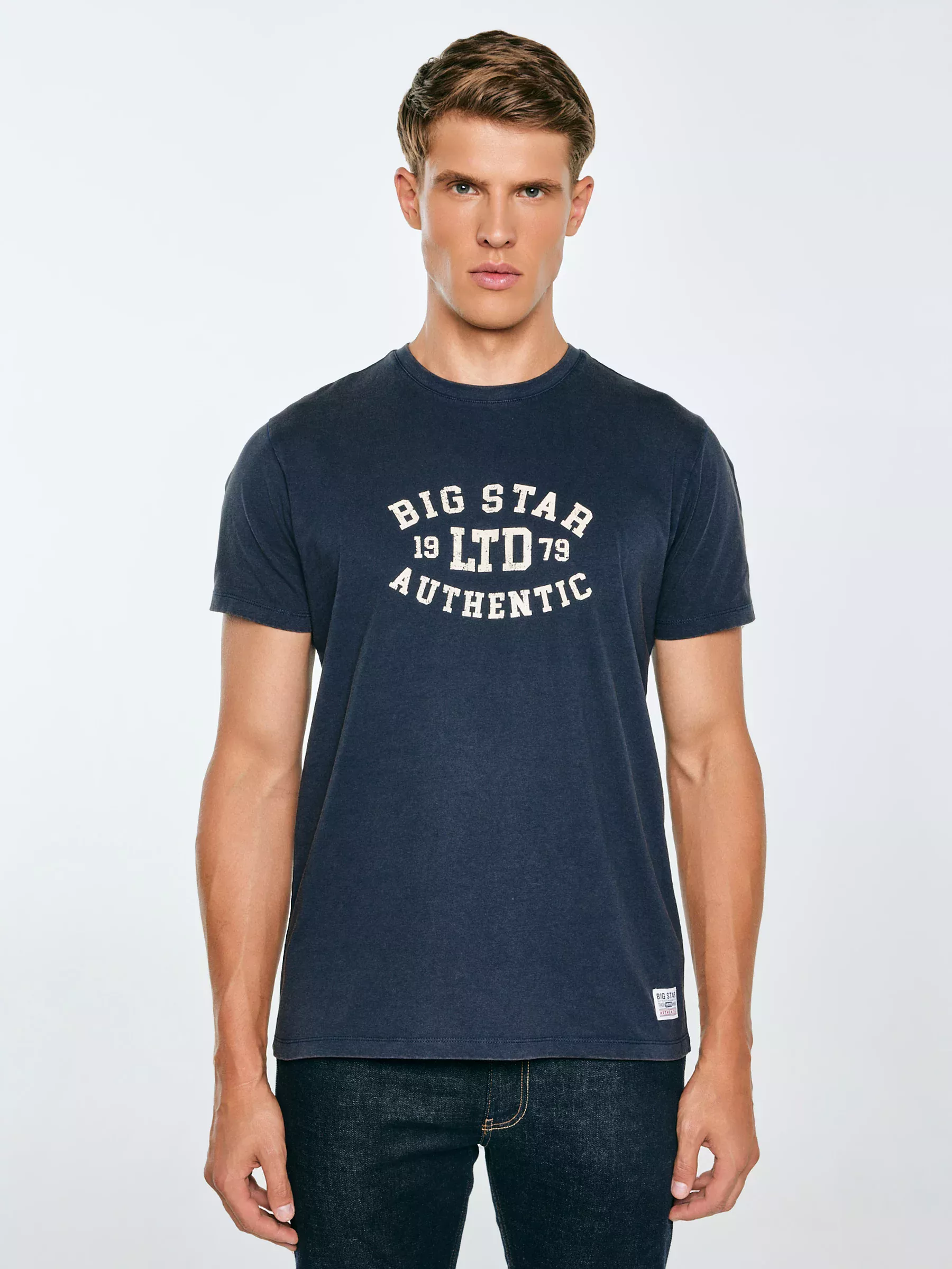 Koszulka męska z nadrukiem granatowa Teller 403