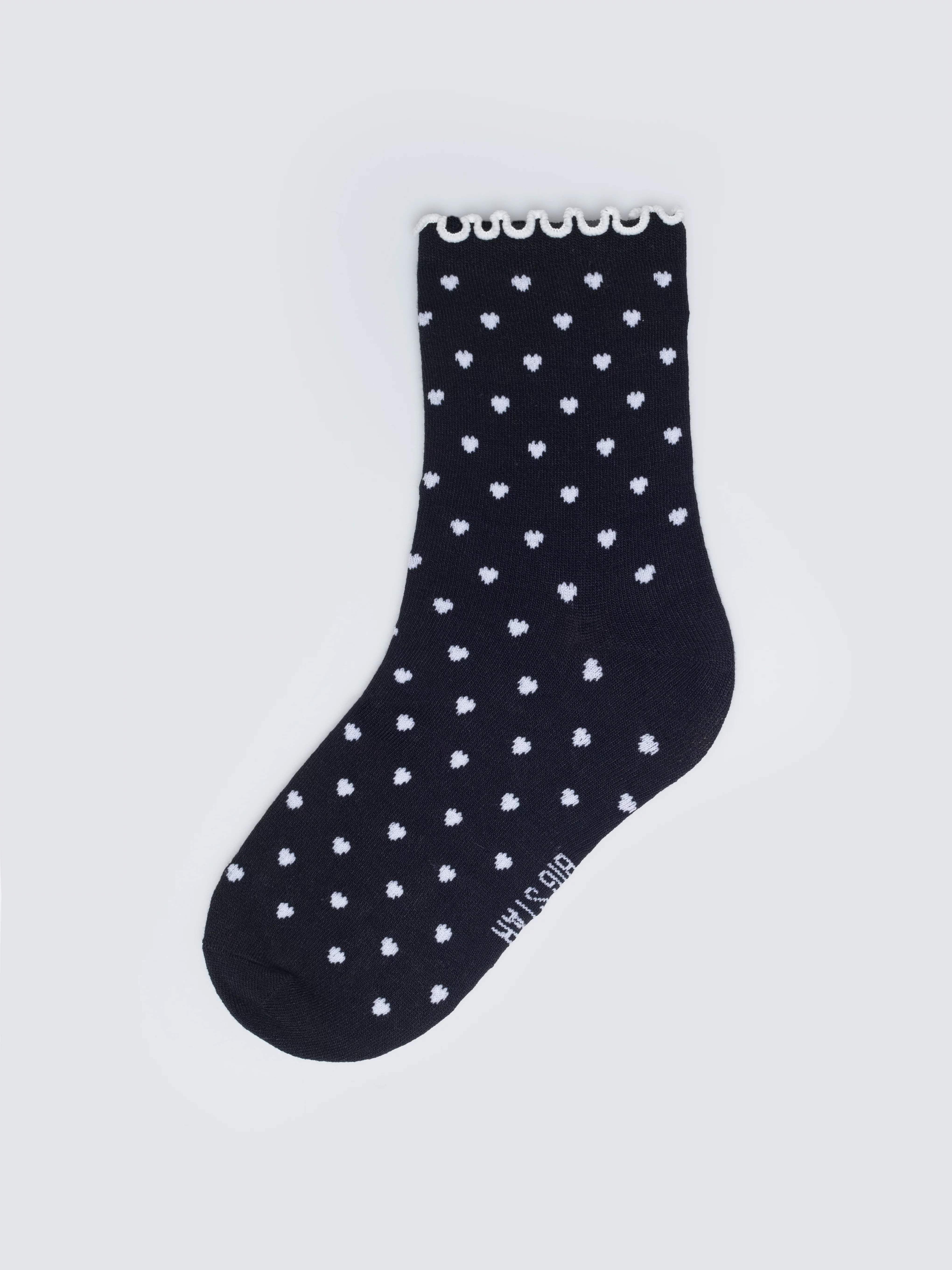 Skarpety damskie długie w białe serduszka czarne Hartisa 906