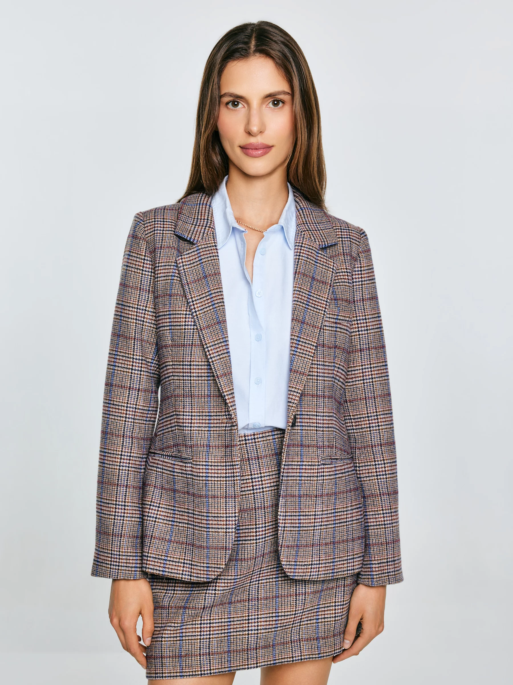 Marynarka damska z dodatkiem wełny w kratę Linneta 000