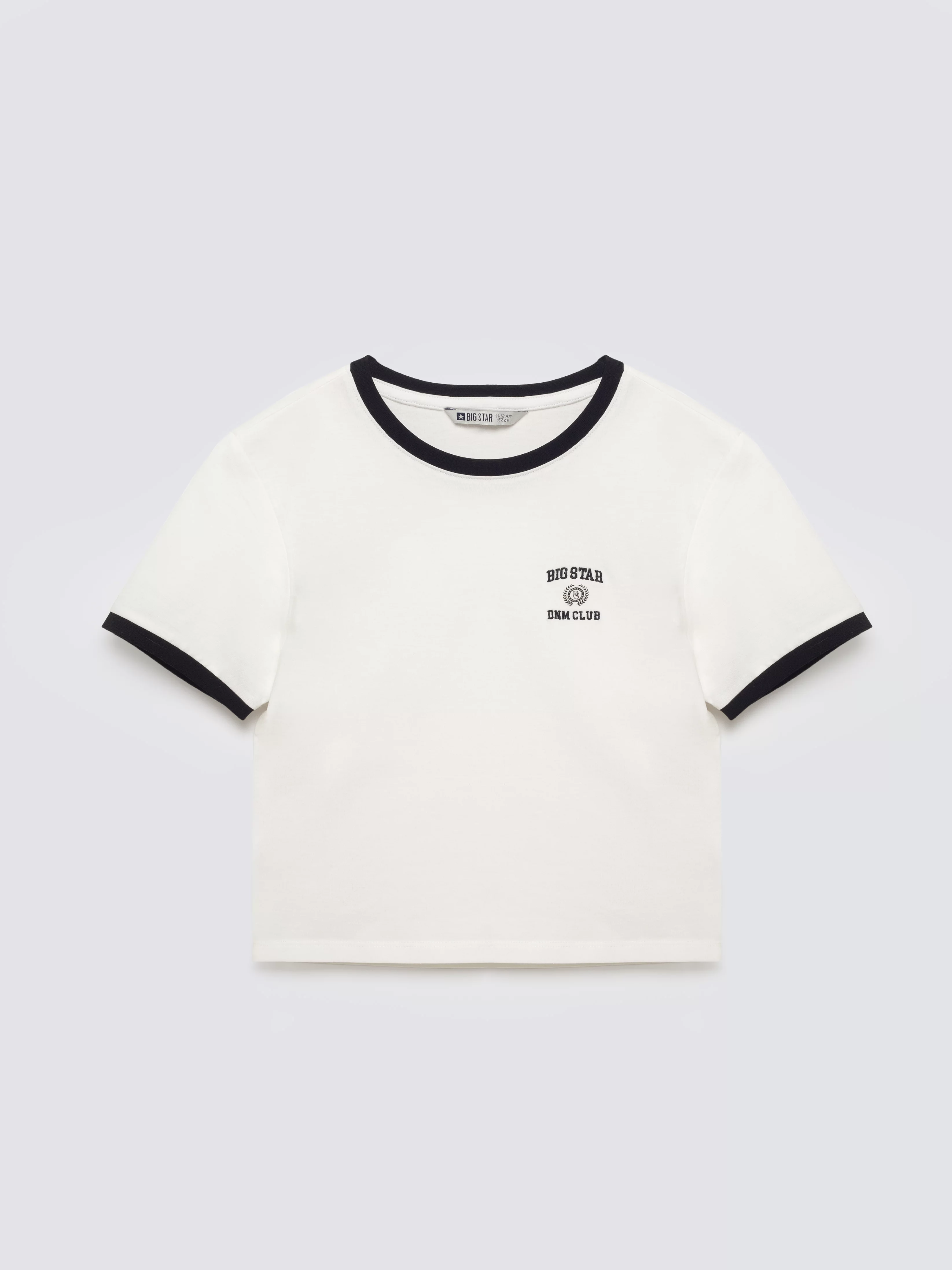 Koszulka dziewczęca z kontrastowym wykoŅczeniem biała Lillia 100