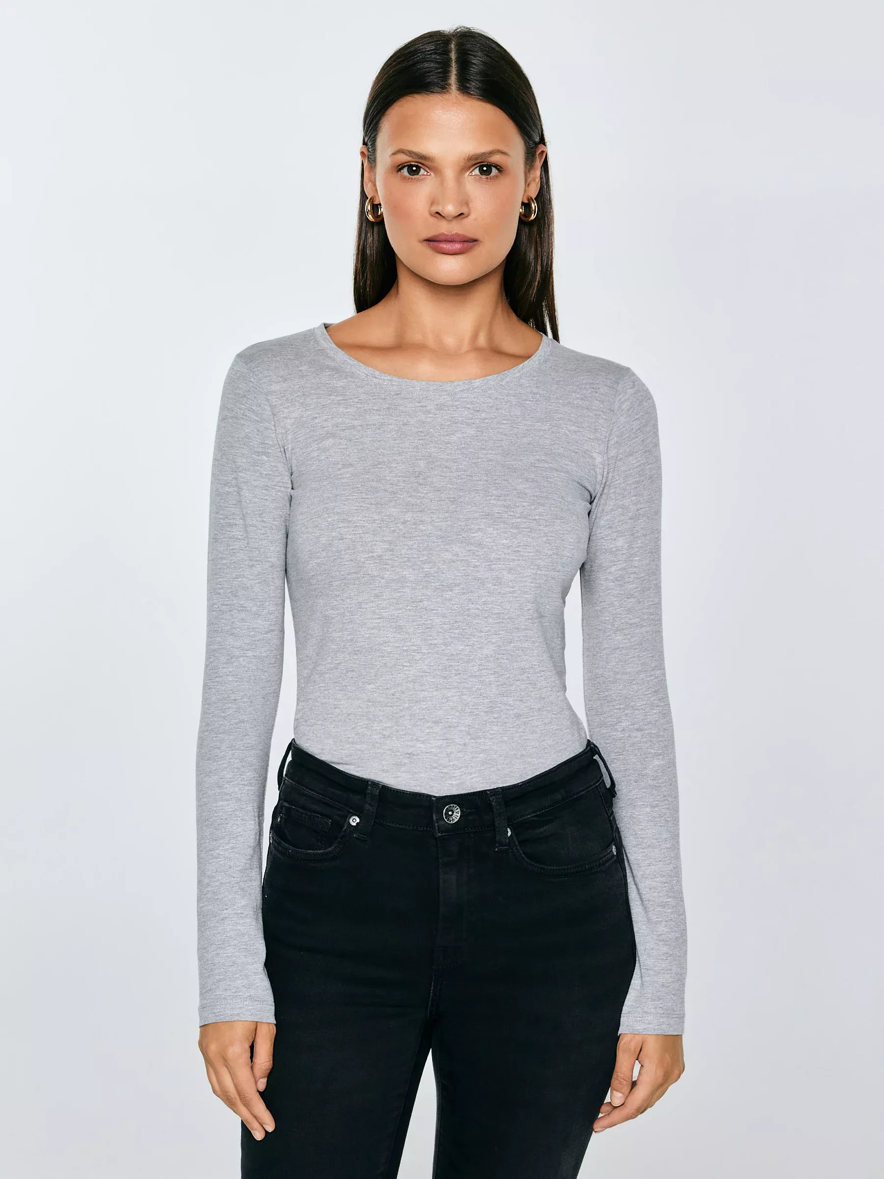 Bluzka damska z długim rękawem szara Classic 991