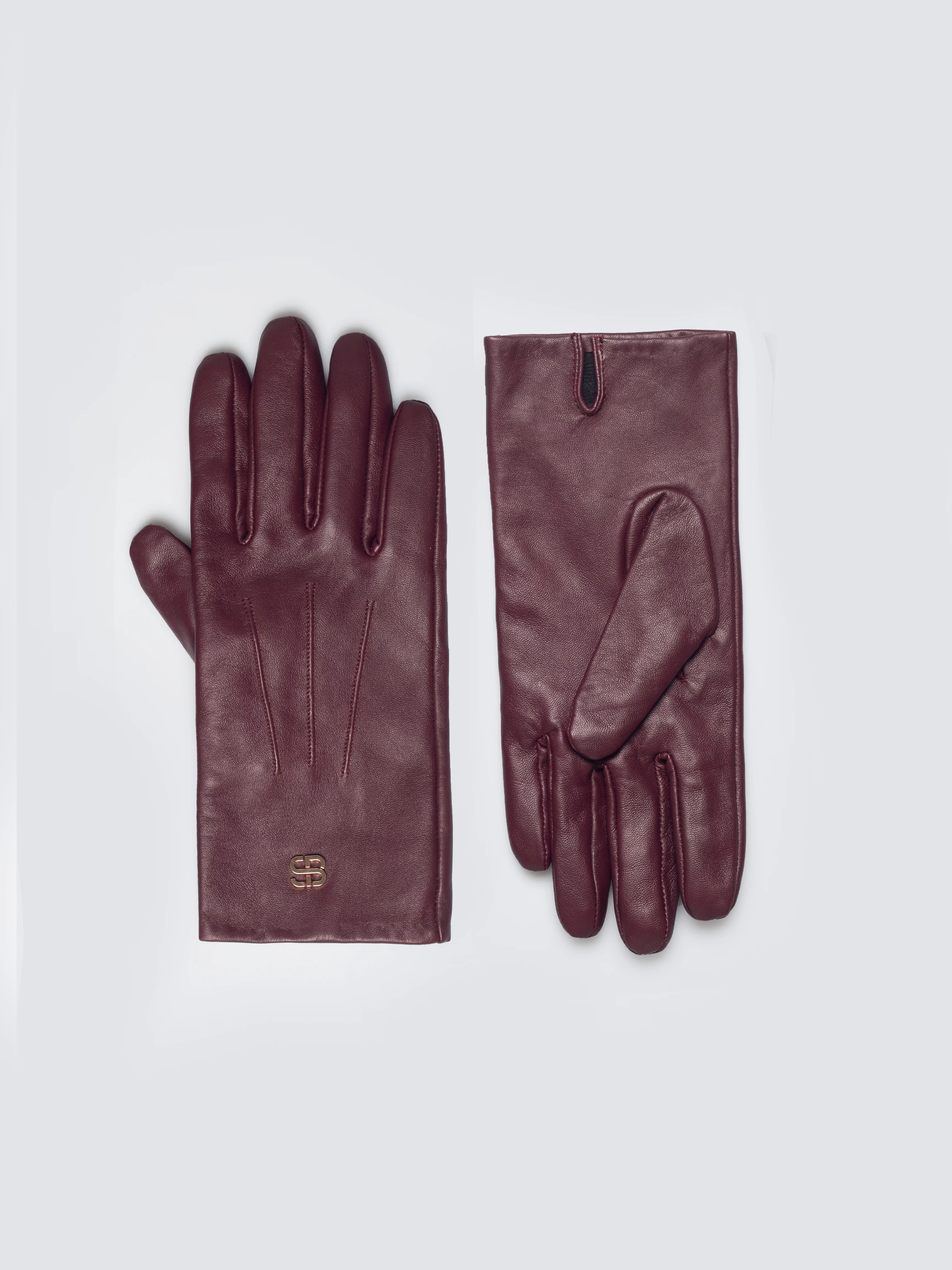 Rękawiczki damskie skórzane bordowe Caroler 604