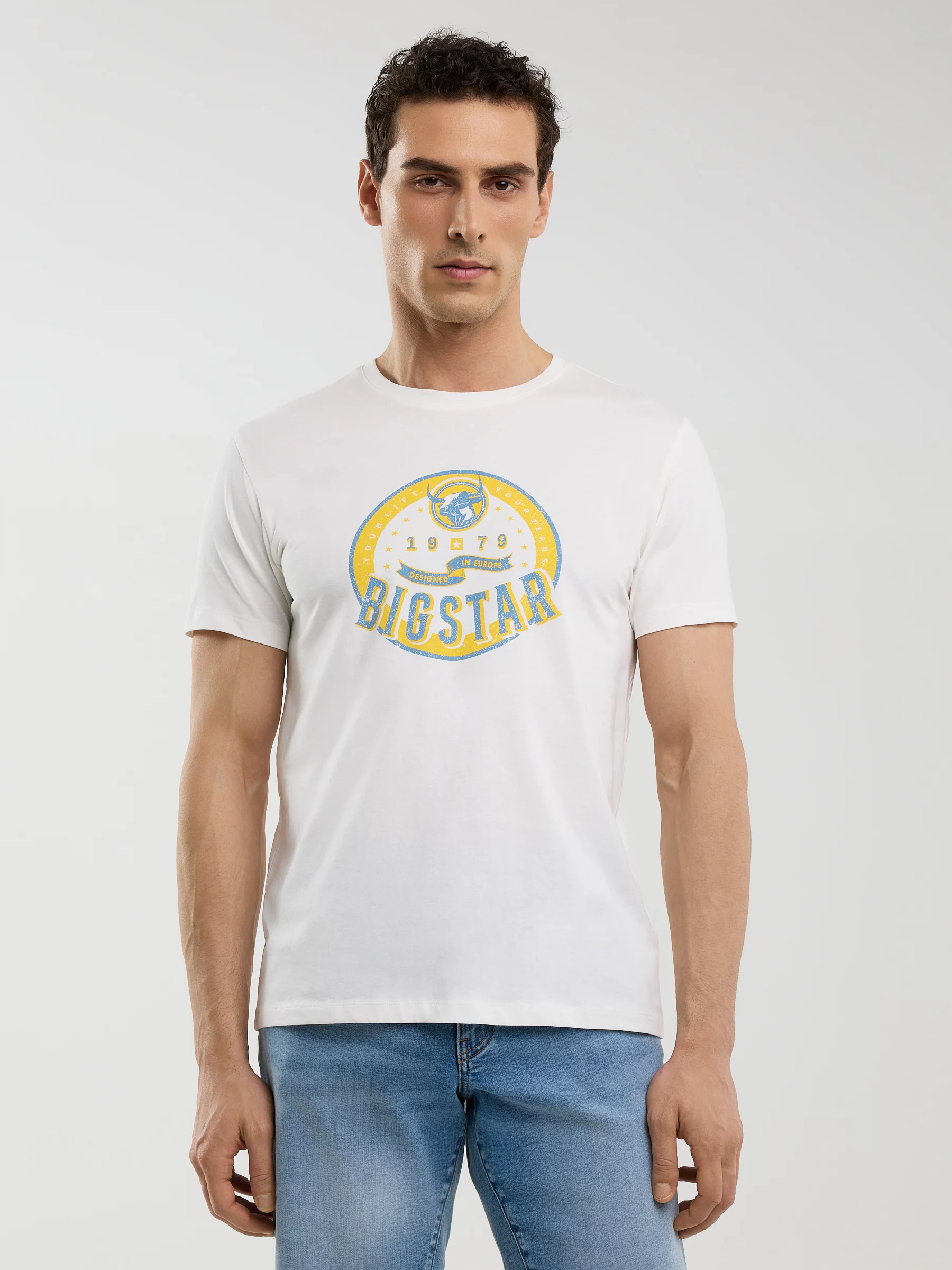 Koszulka męska z nadrukiem biała Stelian 100