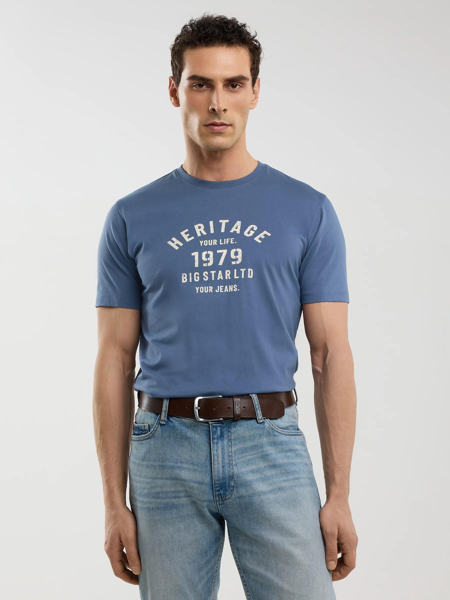 Koszulka męska z nadrukiem niebieska Serter 402