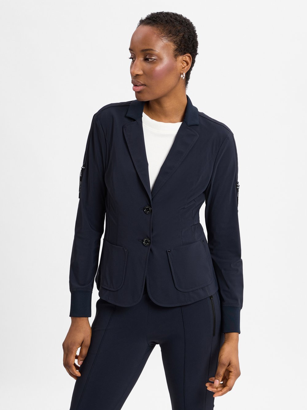 Marc Cain Sports Bluza damska Kobiety Sztuczne włókno niebieski jednolity, 36