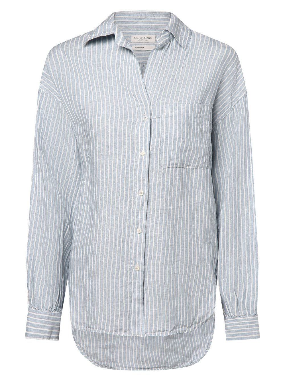 Marc O'Polo Lniana bluzka damska Kobiety len niebieski|biały w paski, 38