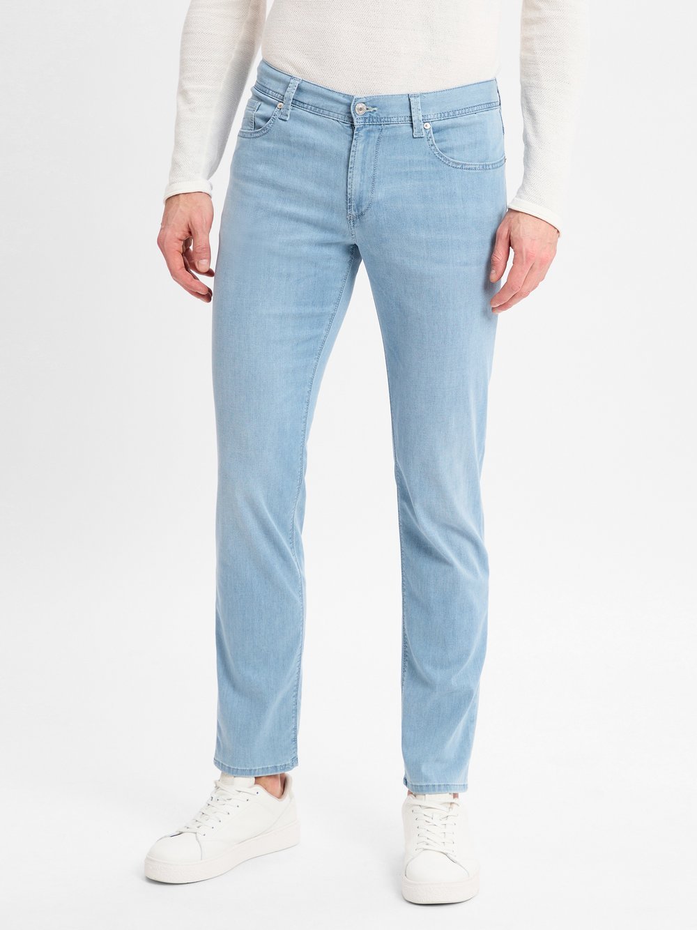 Alberto Spodnie - Pipe Mężczyźni Bawełna niebieski jednolity, 38-30