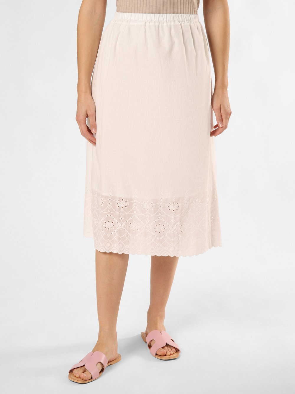 Marie Lund Spódnica damska Kobiety Bawełna biały jednolity, 44