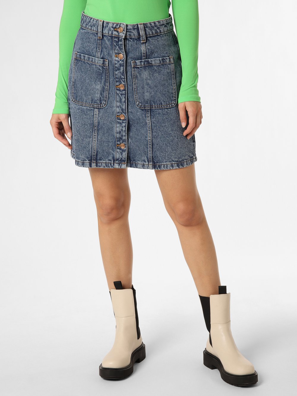 Noisy May Jeansowa spódnica damska Kobiety Bawełna niebieski jednolity, S