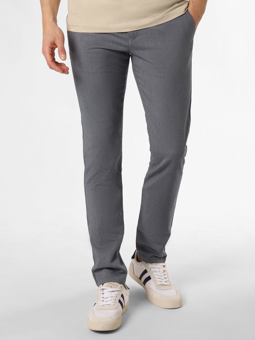 Bugatti Spodnie Mężczyźni Bawełna niebieski wypukły wzór tkaniny, 35-32