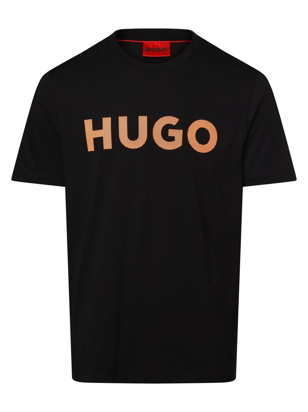 HUGO Koszulka męska - Dulivio_U242 Mężczyźni Bawełna czarny nadruk, S