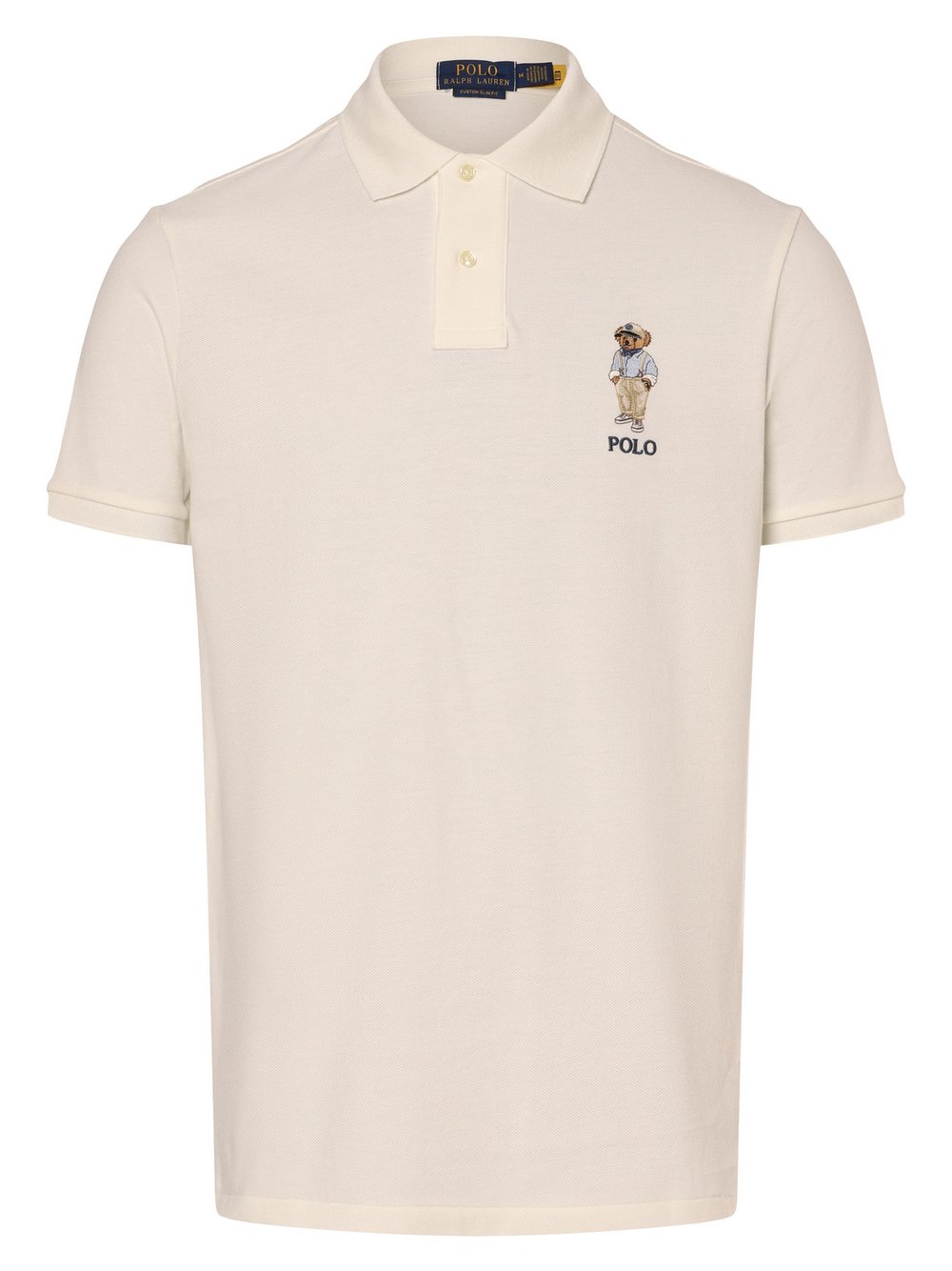 Polo Ralph Lauren Męska koszulka polo - Custom Slim Fit Mężczyźni Bawełna biały jednolity, L