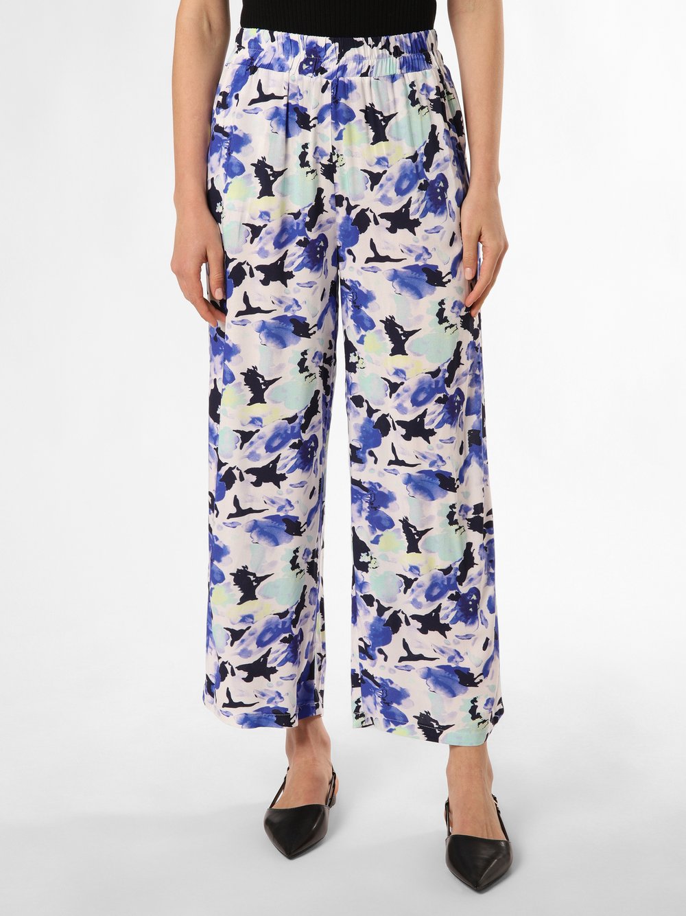 Marie Lund Spodnie Kobiety wiskoza biały|niebieski wzorzysty, 38