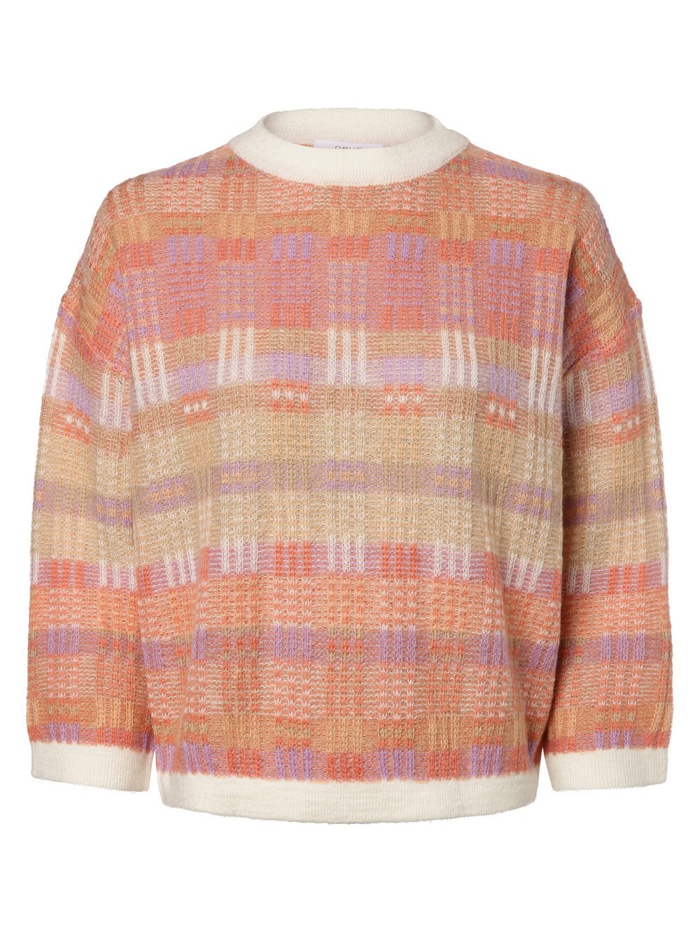 Opus Sweter damski z moherem - Polira Mosaic Kobiety drobna dzianina beżowy|pomarańczowy|różowy wzorzysty, 40