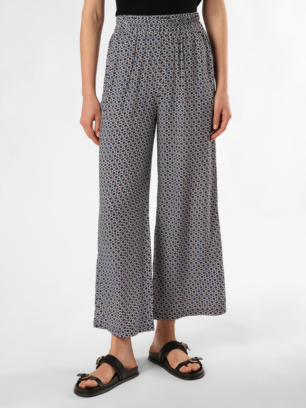 Marie Lund Spodnie Kobiety wiskoza niebieski|biały wzorzysty, 46