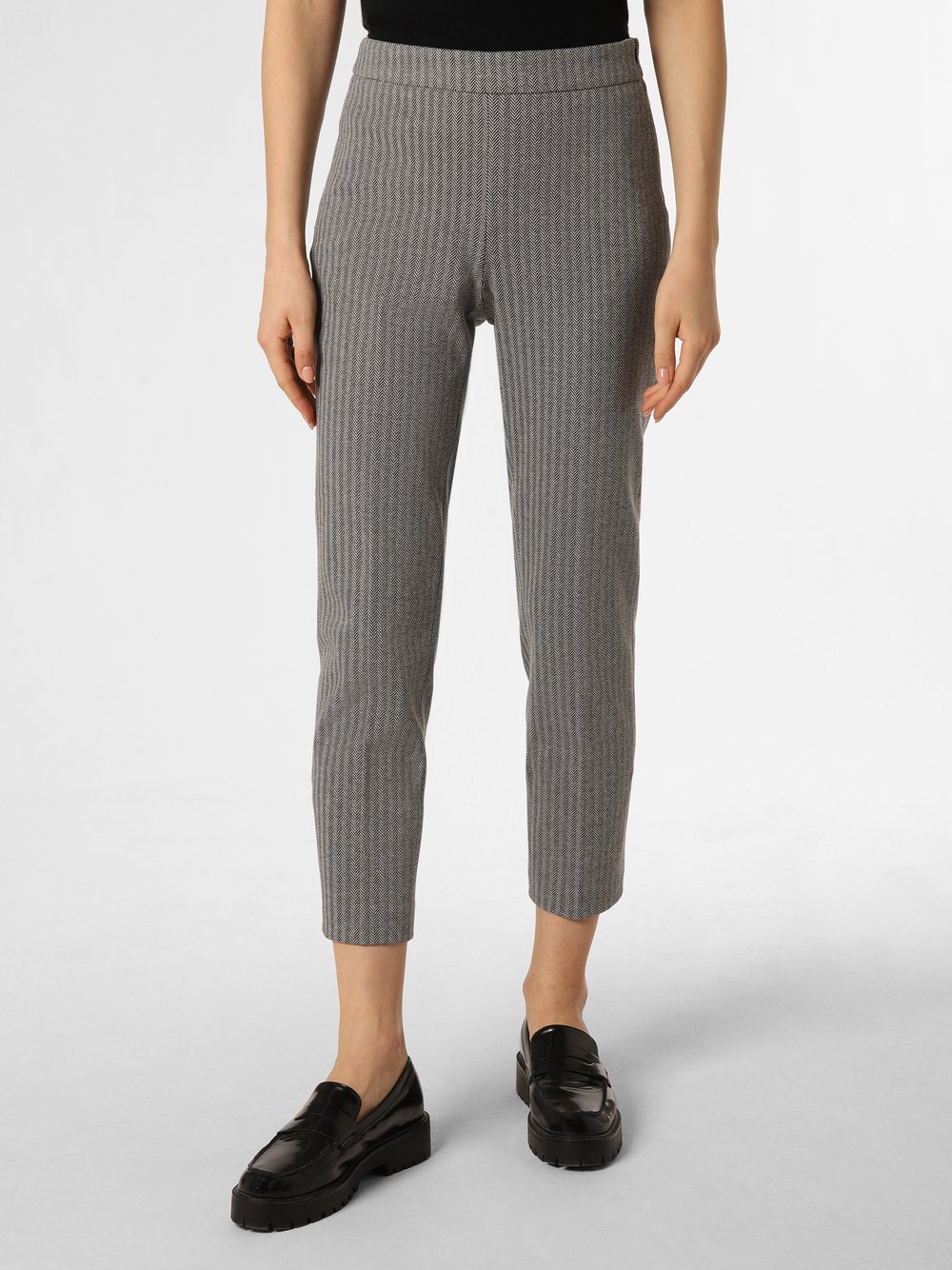 BOSS Spodnie Kobiety Sztuczne włókno czarny|szary wzorzysty, 38