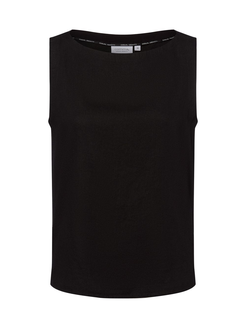 comma casual identity Bluzka damska z zawartością lnu Kobiety len czarny jednolity, 40