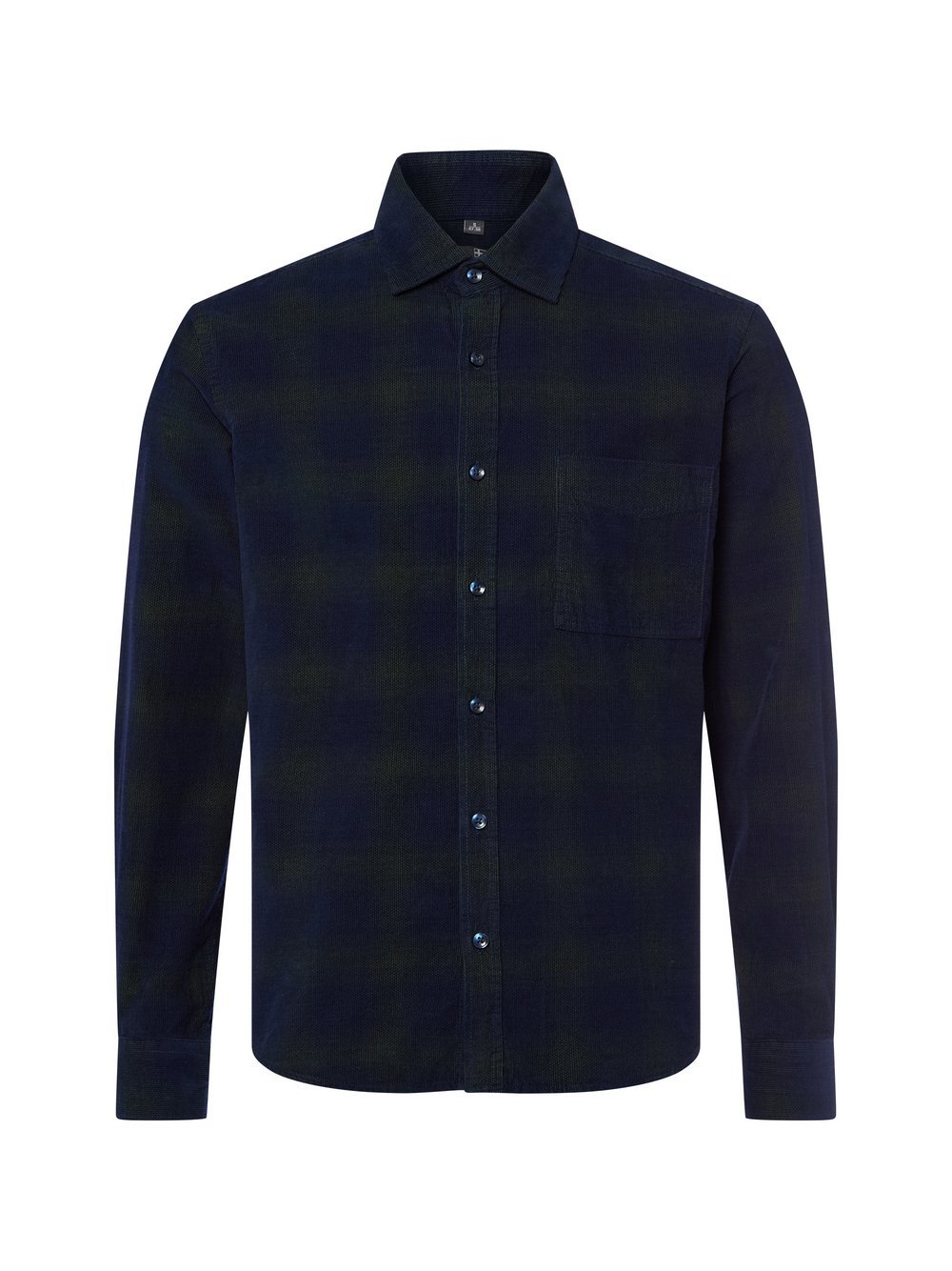 Nils Sundström Sztruksowa koszula Mężczyźni Modern Fit Bawełna zielony|niebieski w kratkę, XL