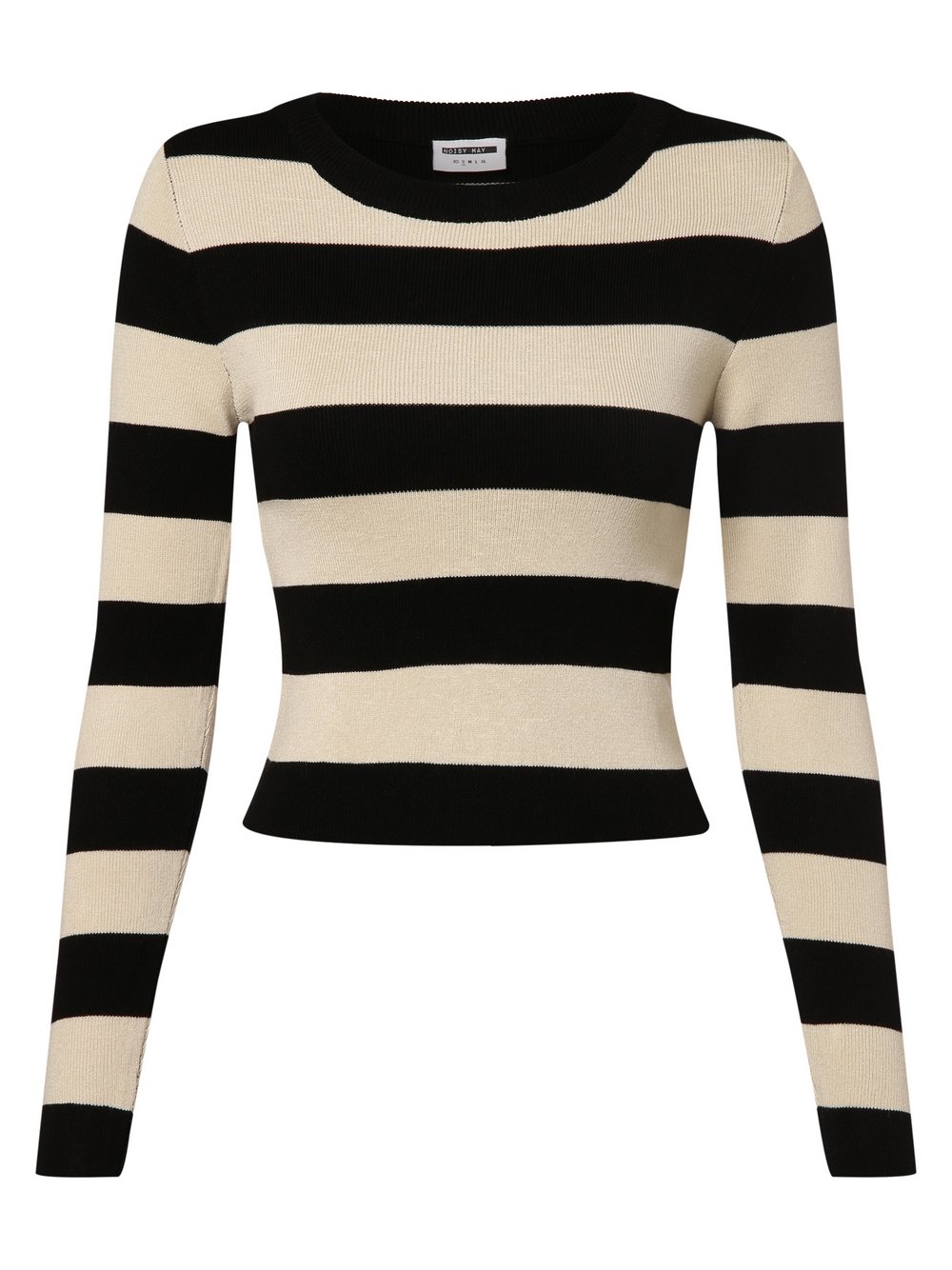 Noisy May Sweter damski - NMJaz Kobiety wiskoza czarny|beżowy w paski, S