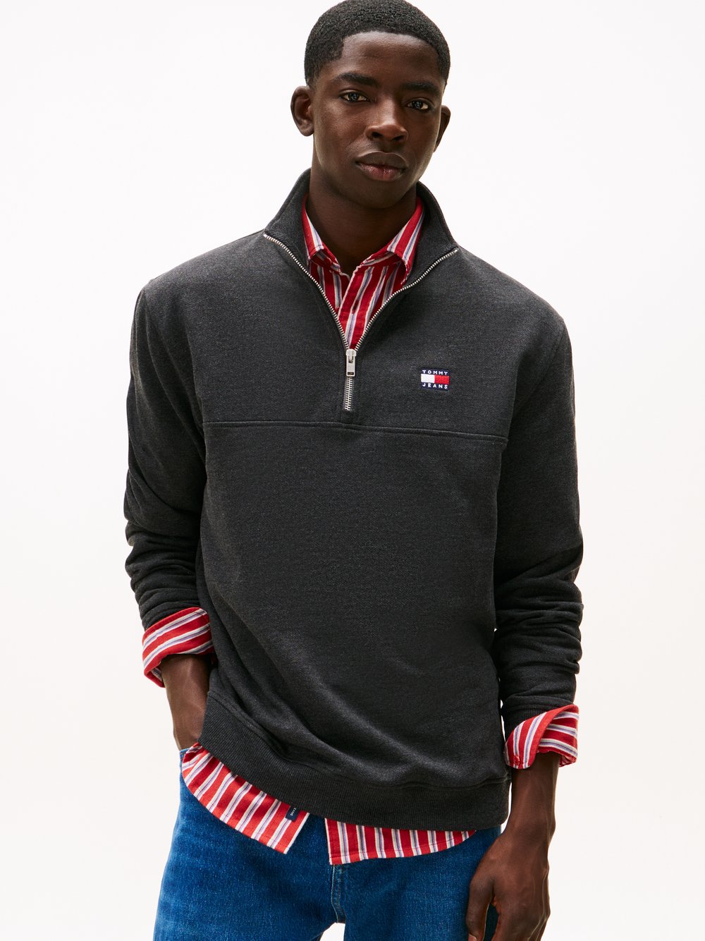 Tommy Jeans Męski sweter dresowy Mężczyźni szary jednolity, XL