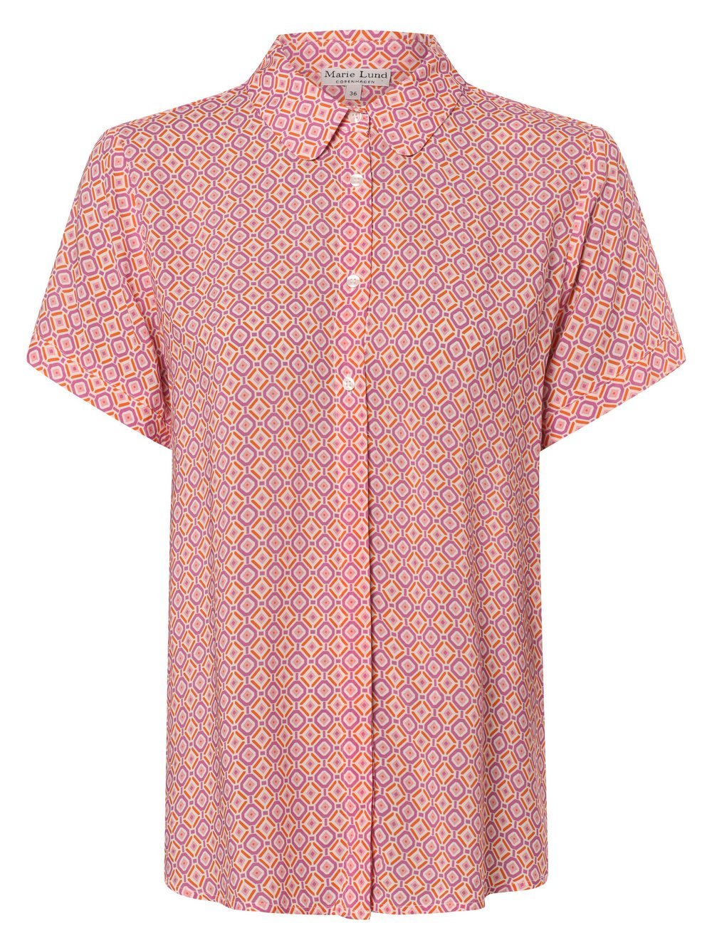 Marie Lund Bluzka damska - Samantha Kobiety wiskoza lila|pomarańczowy wzorzysty, 38