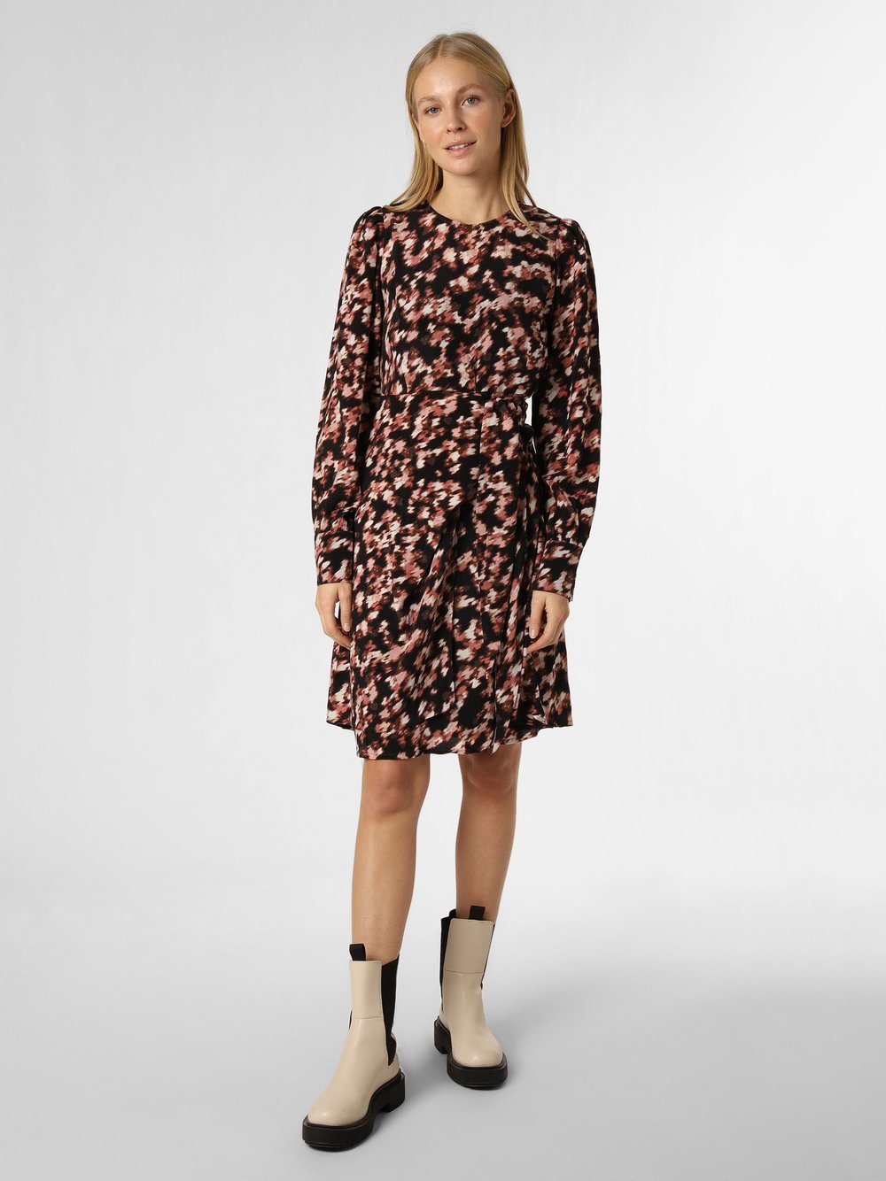 Msch Copenhagen Sukienka damska Kobiety Sztuczne włókno czarny|różowy|wielokolorowy wzorzysty, S