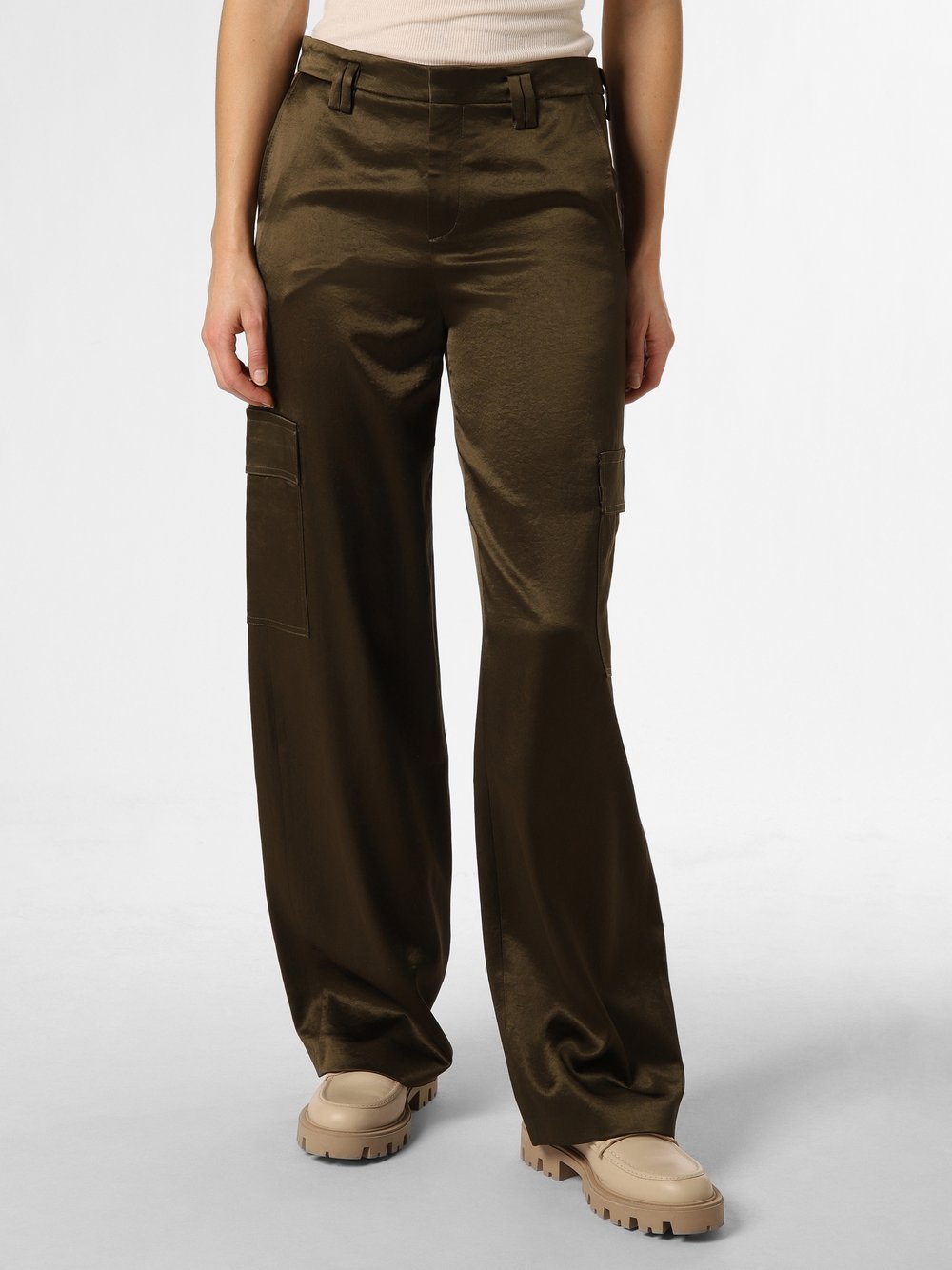 Drykorn Spodnie Kobiety Sztuczne włókno zielony jednolity, 31-34