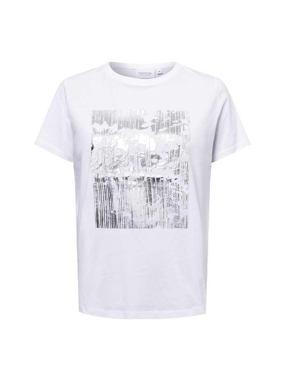 comma casual identity Koszulka damska Kobiety Bawełna biały|srebrny jednolity, 36