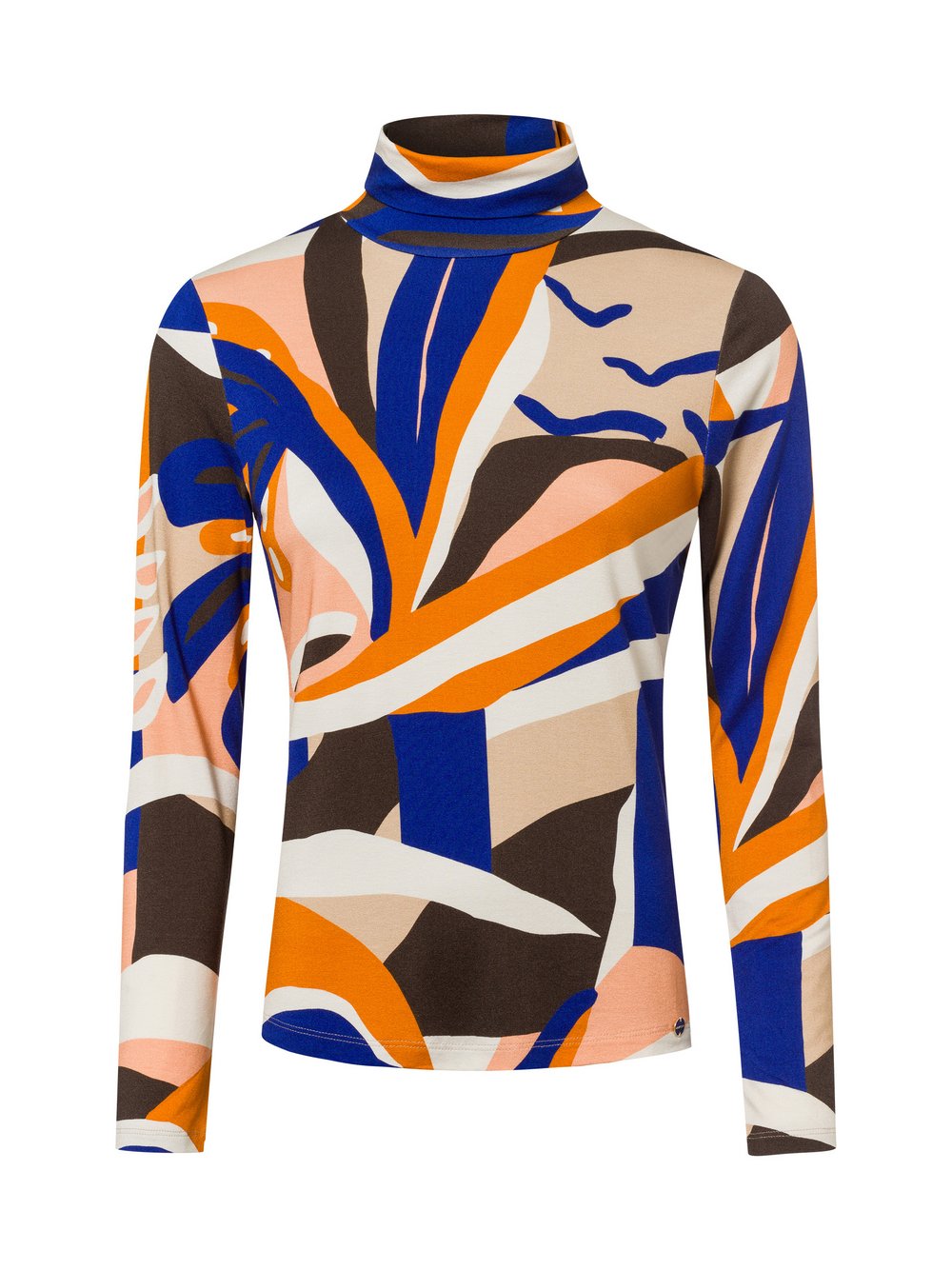 Marc Cain Collections Damska koszulka z długim rękawem Kobiety wiskoza beżowy|niebieski wzorzysty, 36