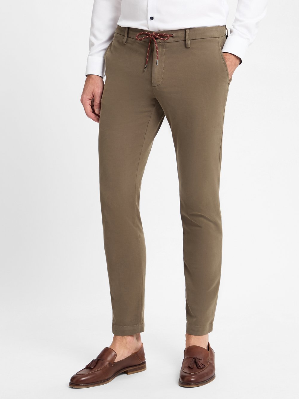 Alberto Męskie spodnie materiałowe - Jump Mężczyźni Bawełna zielony jednolity, 32-32