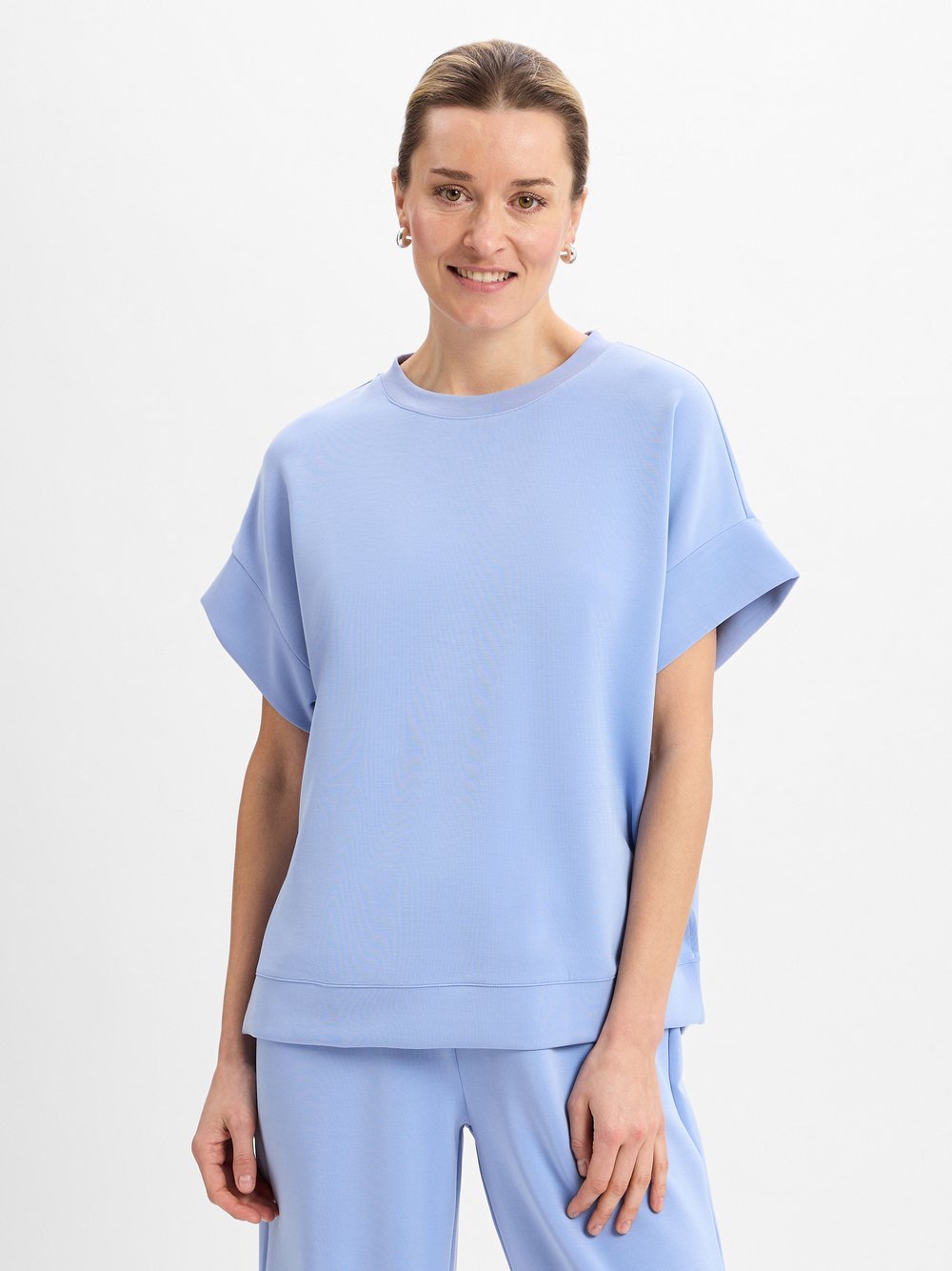 Franco Callegari Bluzka damska Kobiety wiskoza niebieski jednolity, M