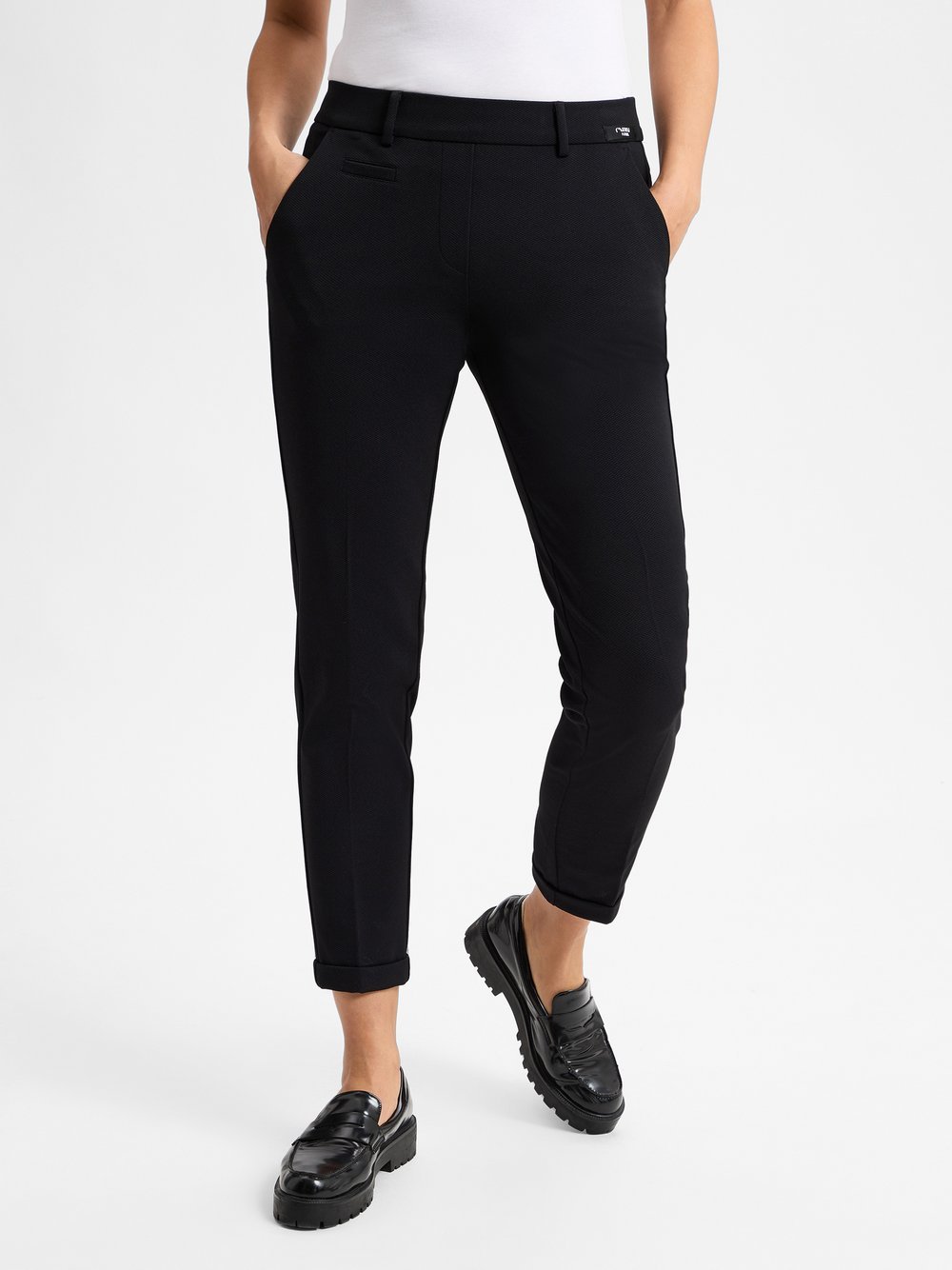 Cambio Damskie spodnie materiałowe - Kim Kobiety Sztuczne włókno czarny jednolity, 34