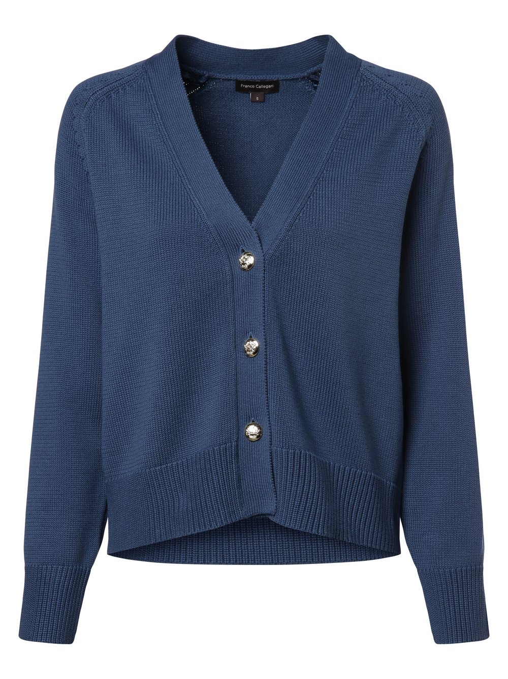 Franco Callegari Kardigan damski Kobiety Bawełna niebieski jednolity, S
