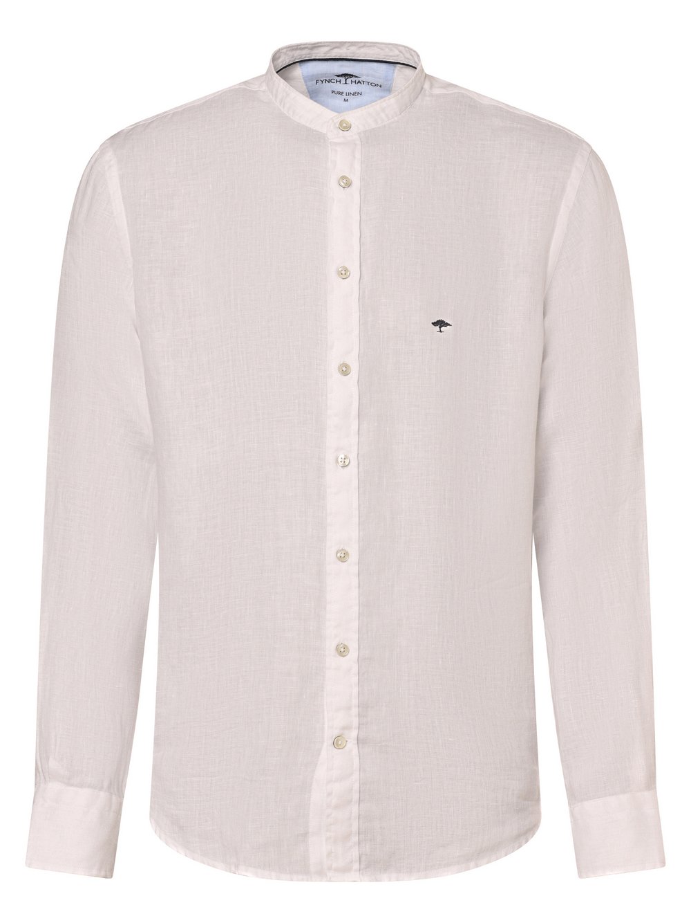 Fynch-Hatton Męska koszula lniana Mężczyźni Regular Fit len biały jednolity, XXL