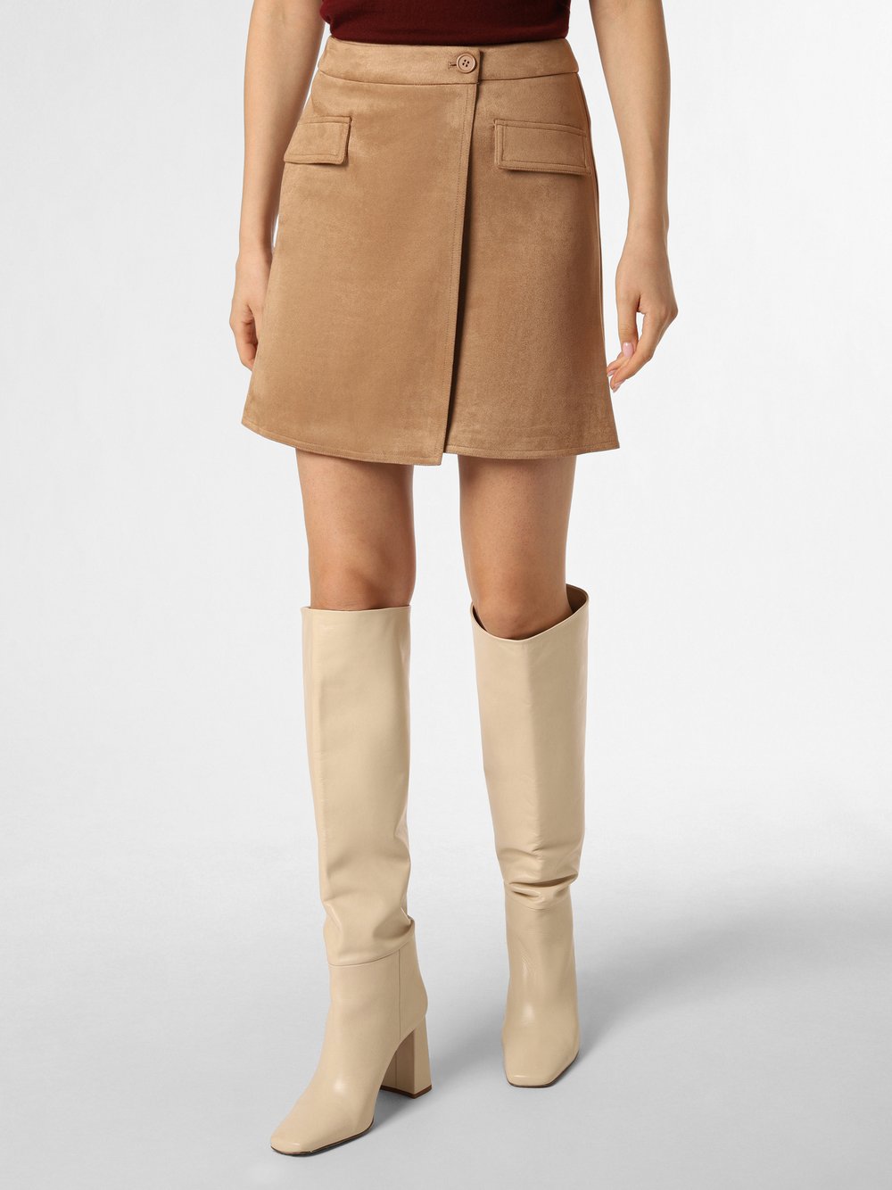 zero Spódnica damska Kobiety Sztuczna skóra brązowy jednolity, 42