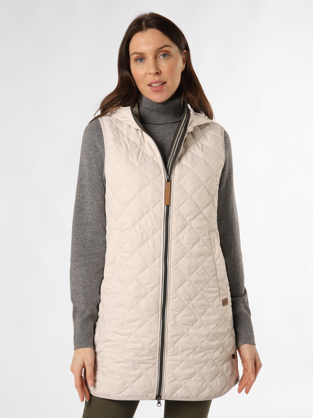 Camel Active Damska pikowana kamizelka Kobiety Sztuczne włókno beżowy|szary jednolity, 46