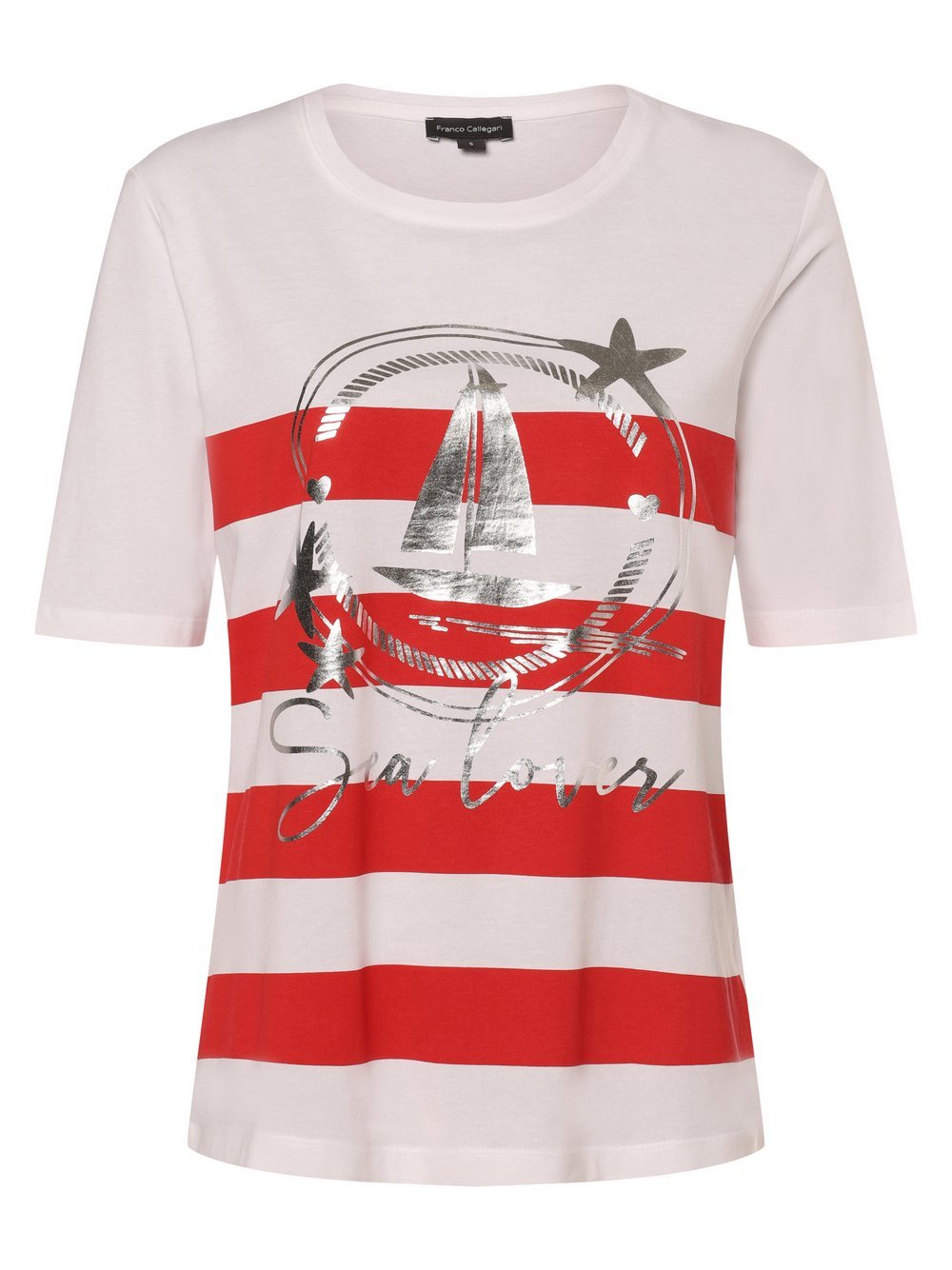 Franco Callegari Koszulka damska Kobiety Bawełna biały|czerwony w paski, XXXL