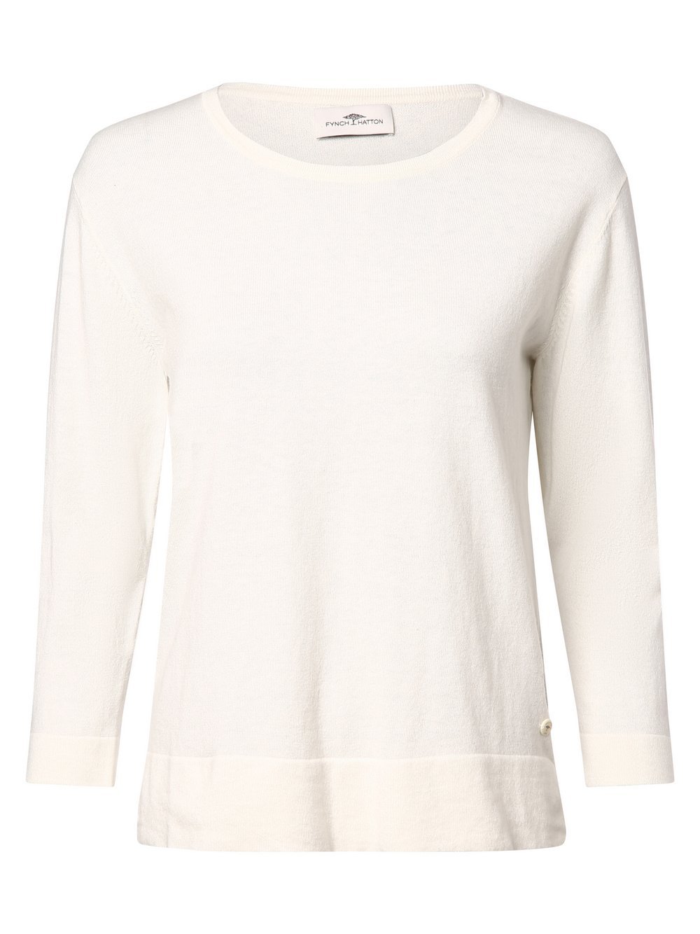 Fynch-Hatton Sweter damski z zawartością jedwabiu Kobiety Bawełna biały jednolity, XXL