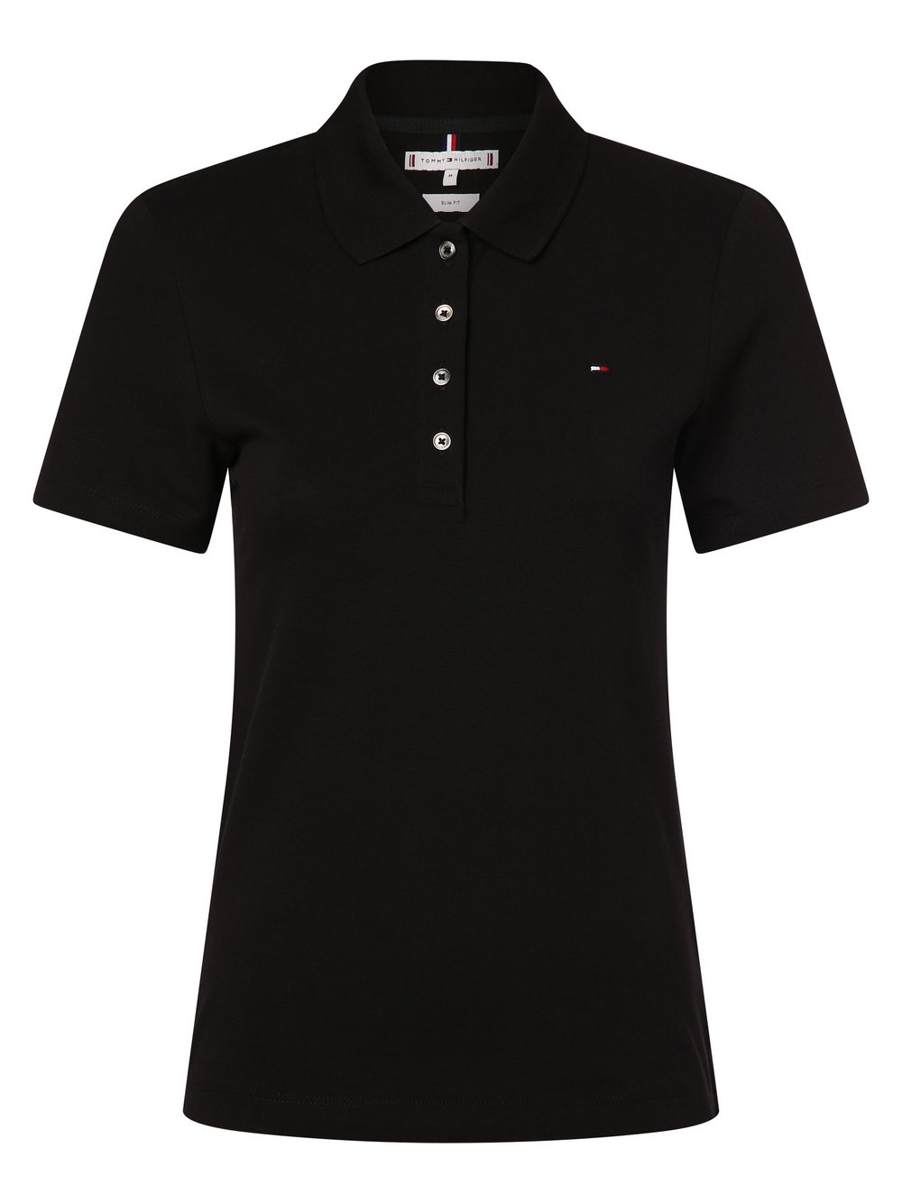 Tommy Hilfiger Damska koszulka polo Kobiety Bawełna czarny jednolity, XL