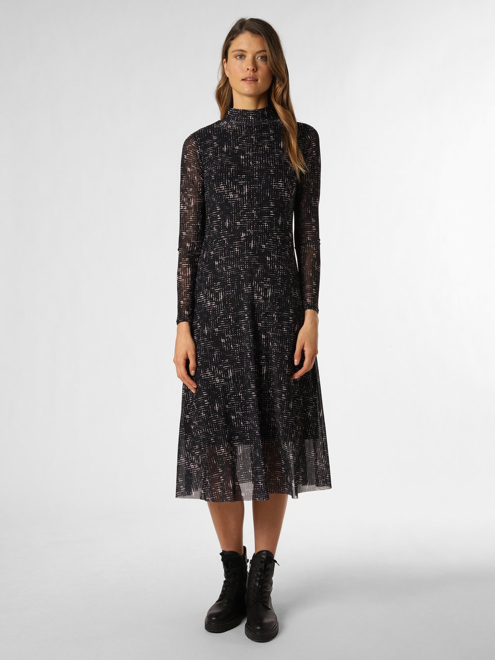 comma casual identity Sukienka damska Kobiety Sztuczne włókno wielokolorowy|czarny wzorzysty, 40