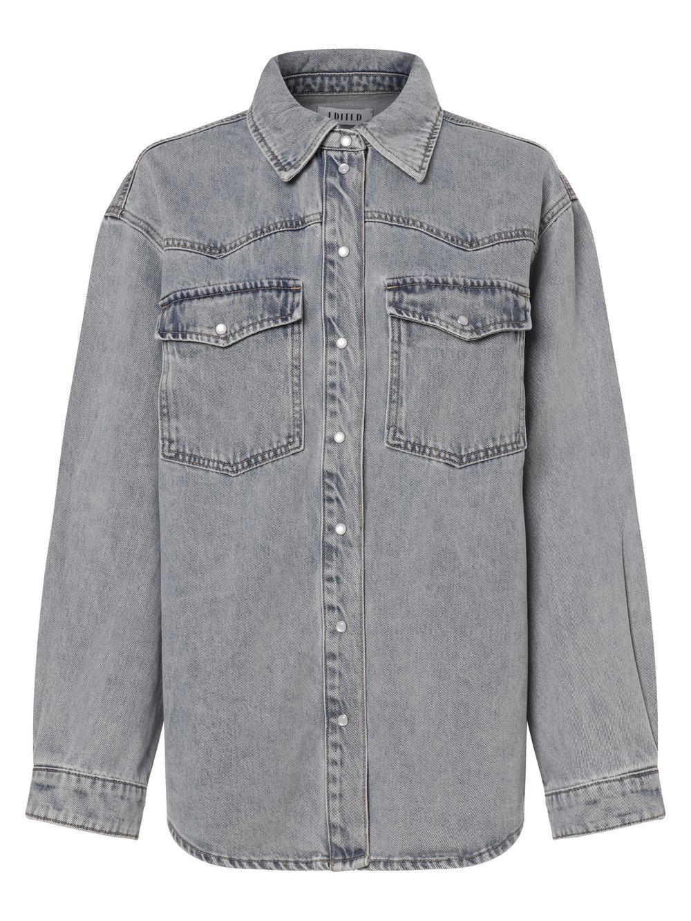 EDITED Damska bluzka dżinsowa Kobiety Bawełna niebieski jednolity, 34