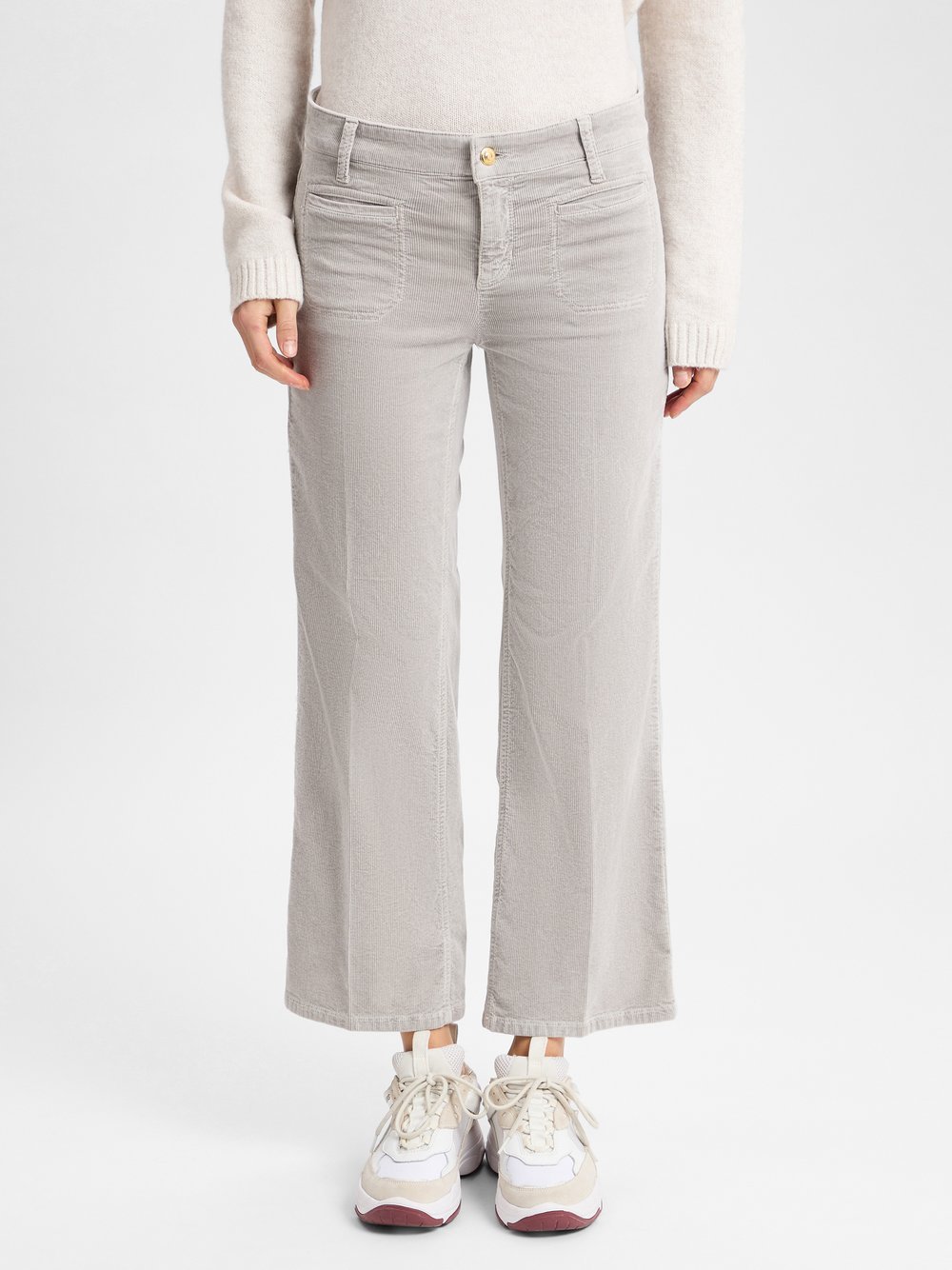 Cambio Damskie spodnie sztruksowe - Tess Kobiety Modal szary jednolity, 46