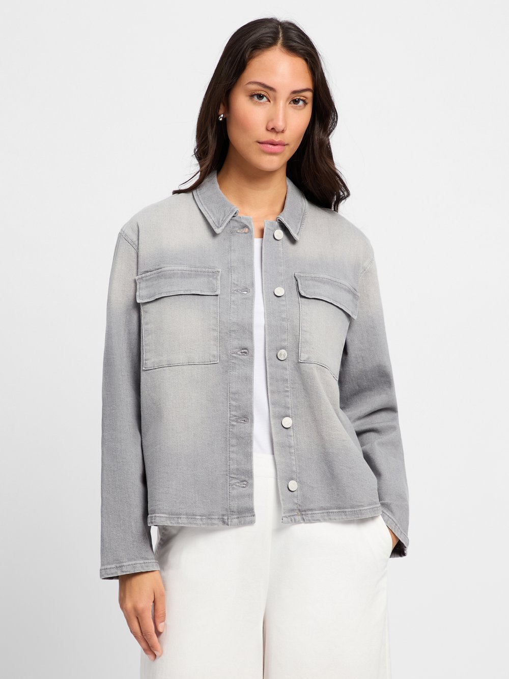 comma casual identity Damska kurtka dżinsowa Kobiety Bawełna szary jednolity, 42