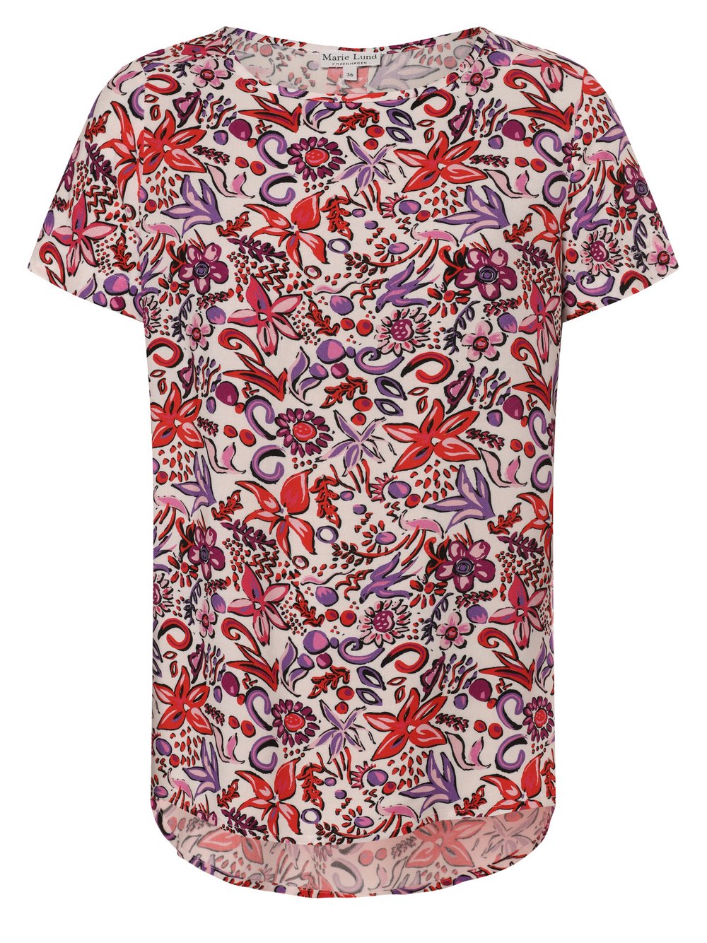 Marie Lund Bluzka damska Kobiety wiskoza wyrazisty róż|biały wzorzysty, 42