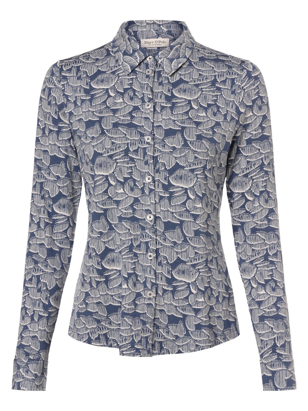 Marc O'Polo Bluzka damska Kobiety wiskoza niebieski|biały wzorzysty, XS