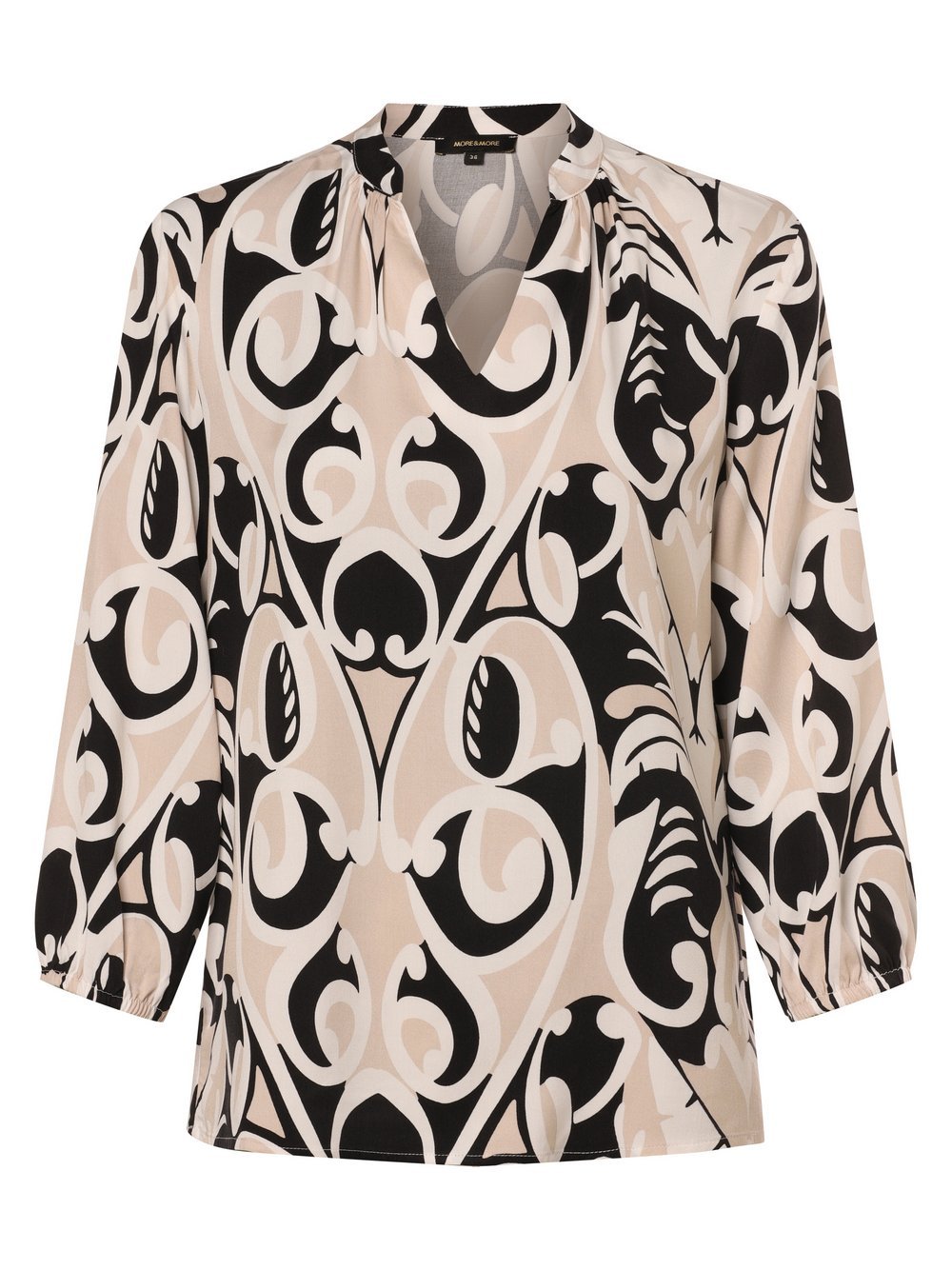 More & More Bluzka damska Kobiety wiskoza beżowy|czarny|biały wzorzysty, 36
